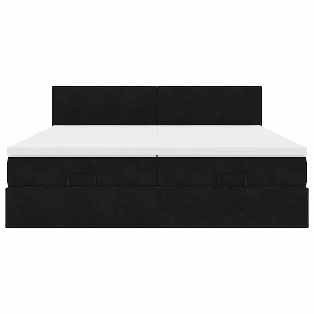 Ottoman bed met matrassen 180x200cm fluweel zwart is nu te koop bij PeponiXL, paradijselijk wonen!