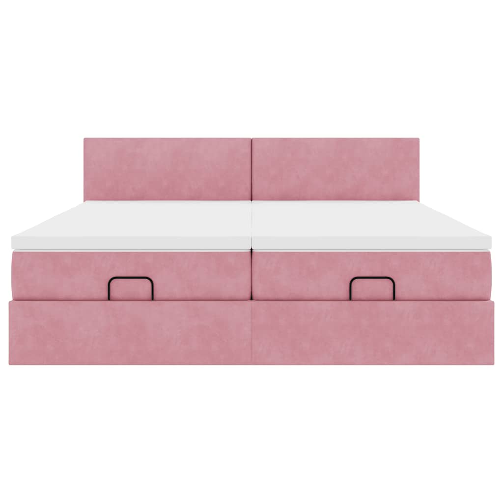 Ottoman bed met matrassen 180x200cm fluweel roze is nu te koop bij PeponiXL, paradijselijk wonen!