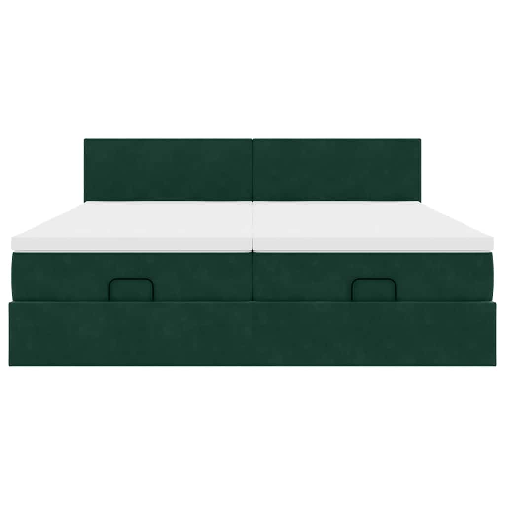 Ottoman bed met matrassen 200x200cm fluweel donkergroen is nu te koop bij PeponiXL, paradijselijk wonen!