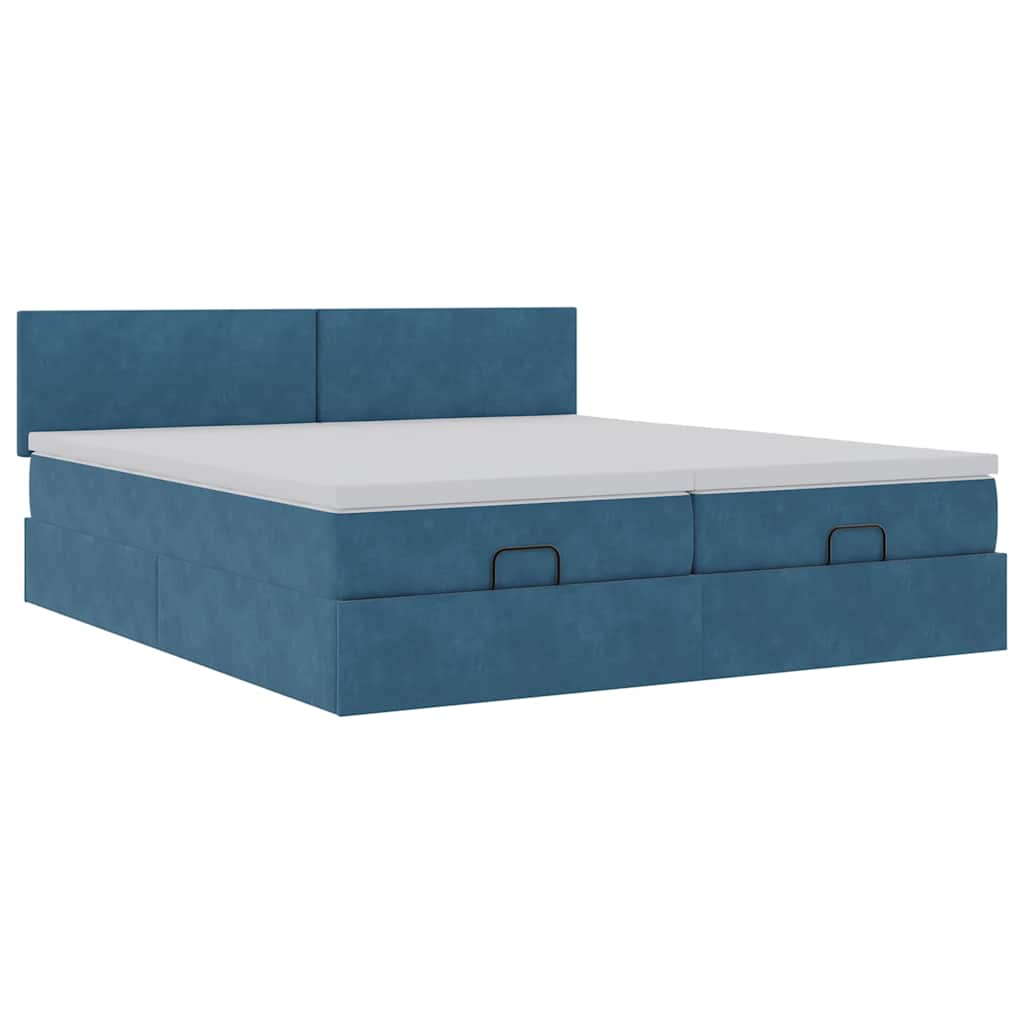 Ottoman bed met matrassen 200x200cm fluweel donkerblauw is nu te koop bij PeponiXL, paradijselijk wonen!