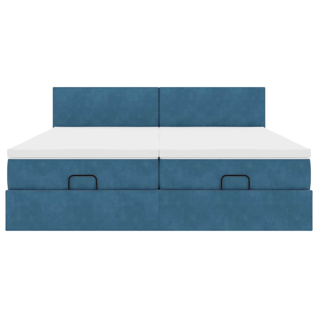 Ottoman bed met matrassen 200x200cm fluweel donkerblauw is nu te koop bij PeponiXL, paradijselijk wonen!
