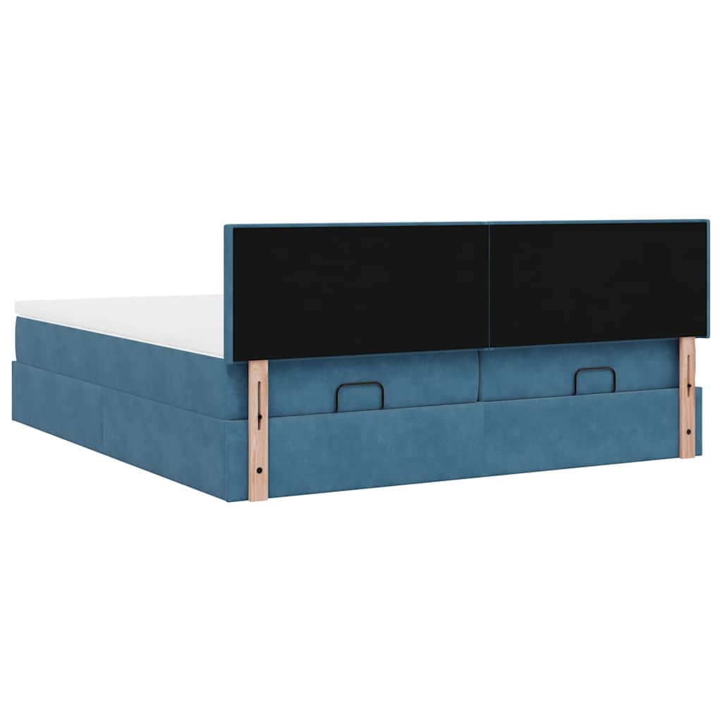 Ottoman bed met matrassen 200x200cm fluweel donkerblauw is nu te koop bij PeponiXL, paradijselijk wonen!