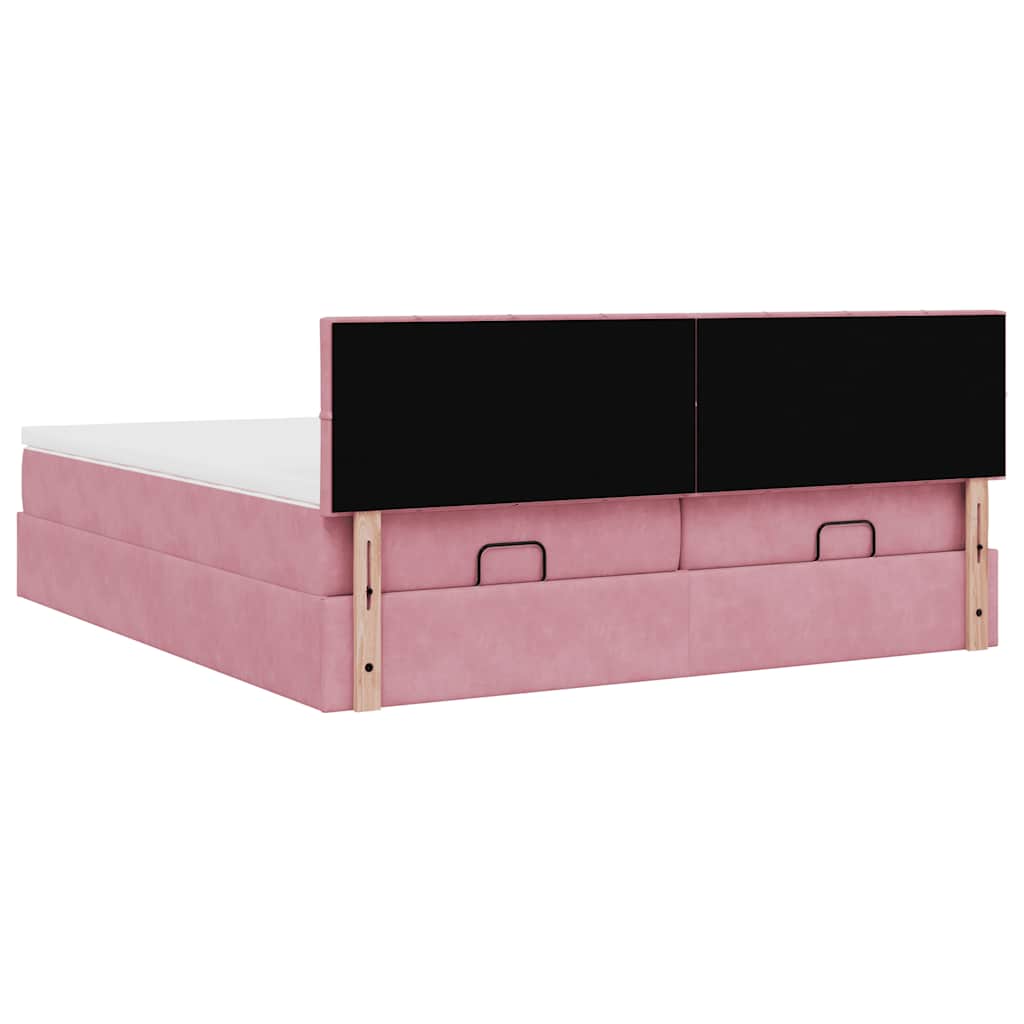 Ottoman bed met matrassen 160x200cm fluweel roze is nu te koop bij PeponiXL, paradijselijk wonen!