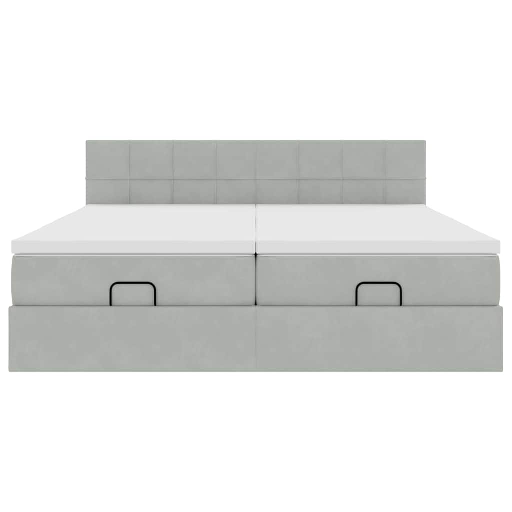 Ottoman bed met matrassen 180x200cm fluweel lichtgrijs is nu te koop bij PeponiXL, paradijselijk wonen!