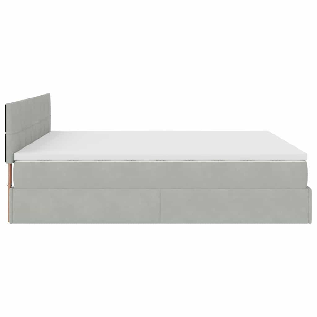Ottoman bed met matrassen 180x200cm fluweel lichtgrijs is nu te koop bij PeponiXL, paradijselijk wonen!