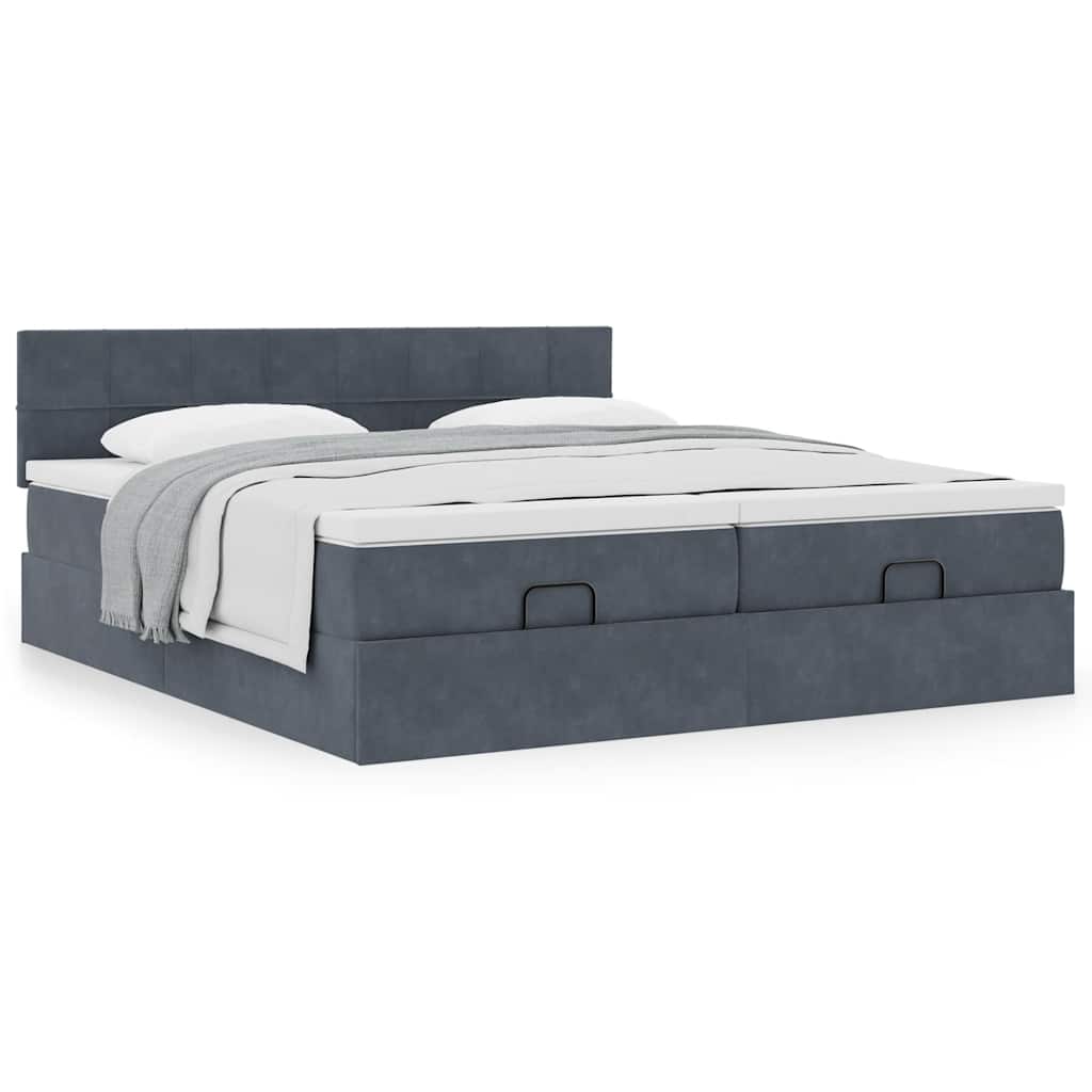 Ottoman bed met matrassen 180x200cm fluweel donkergrijs is nu te koop bij PeponiXL, paradijselijk wonen!