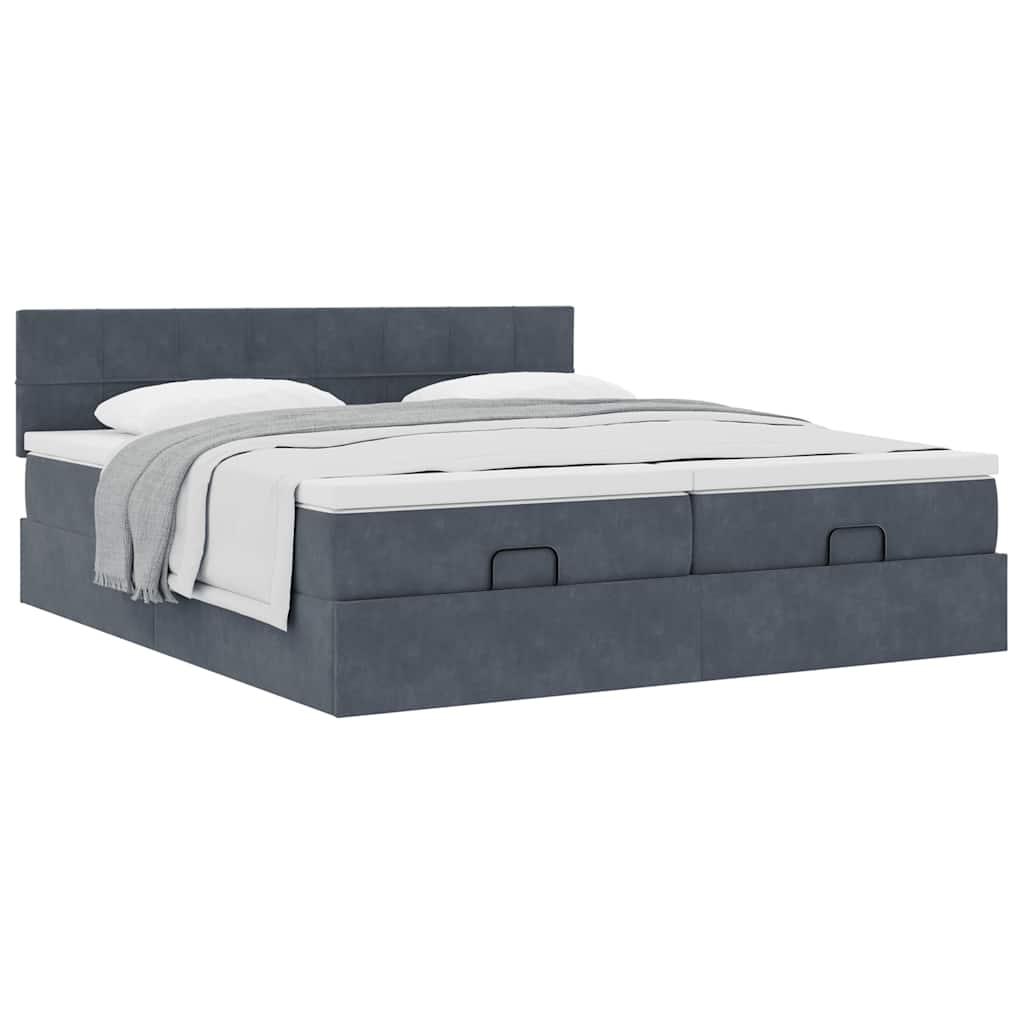 Ottoman bed met matrassen 180x200cm fluweel donkergrijs is nu te koop bij PeponiXL, paradijselijk wonen!