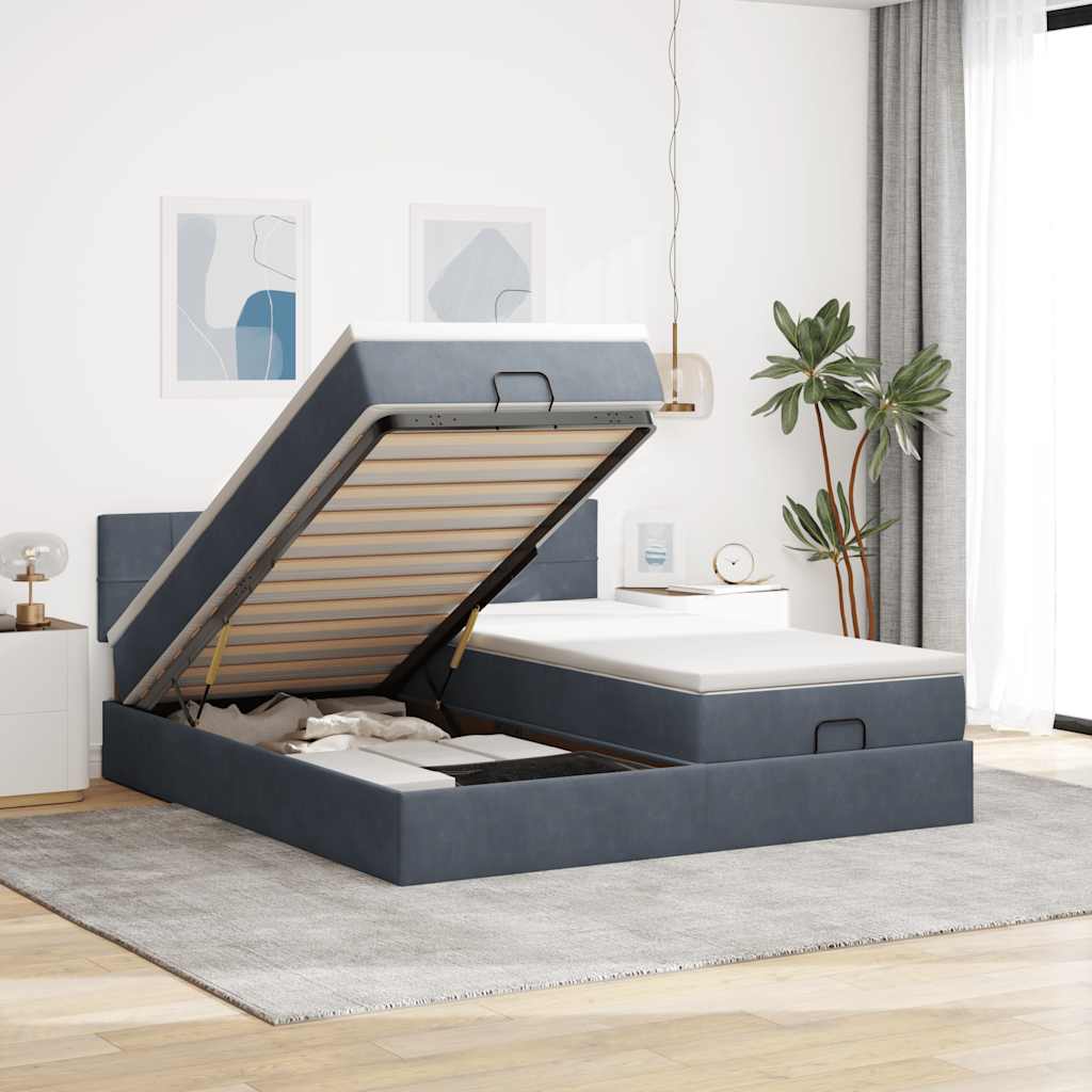 Ottoman bed met matrassen 180x200cm fluweel donkergrijs is nu te koop bij PeponiXL, paradijselijk wonen!