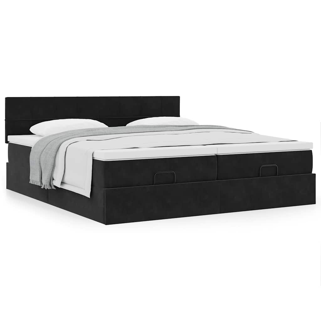 Ottoman bed met matrassen 180x200cm fluweel zwart is nu te koop bij PeponiXL, paradijselijk wonen!