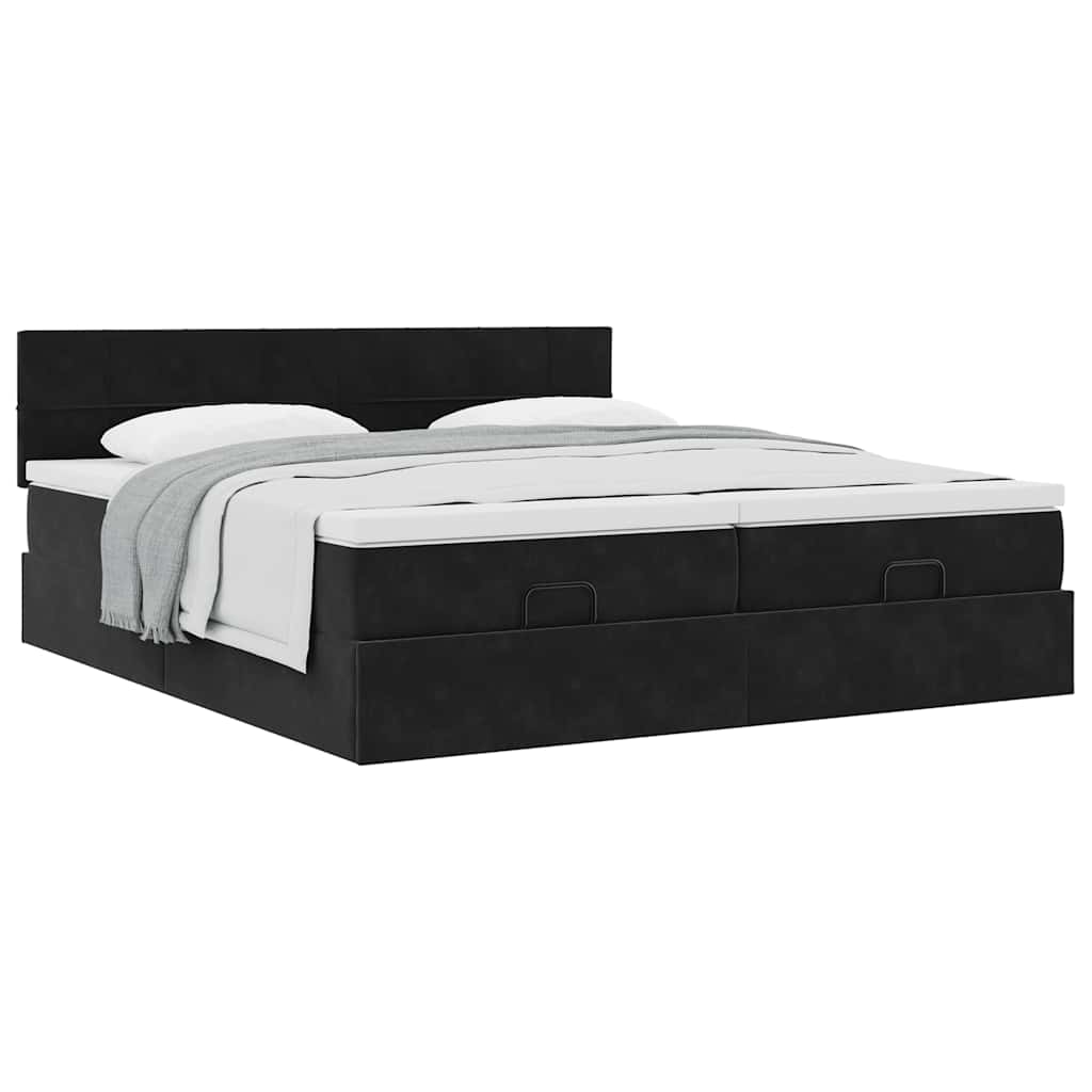 Ottoman bed met matrassen 180x200cm fluweel zwart is nu te koop bij PeponiXL, paradijselijk wonen!