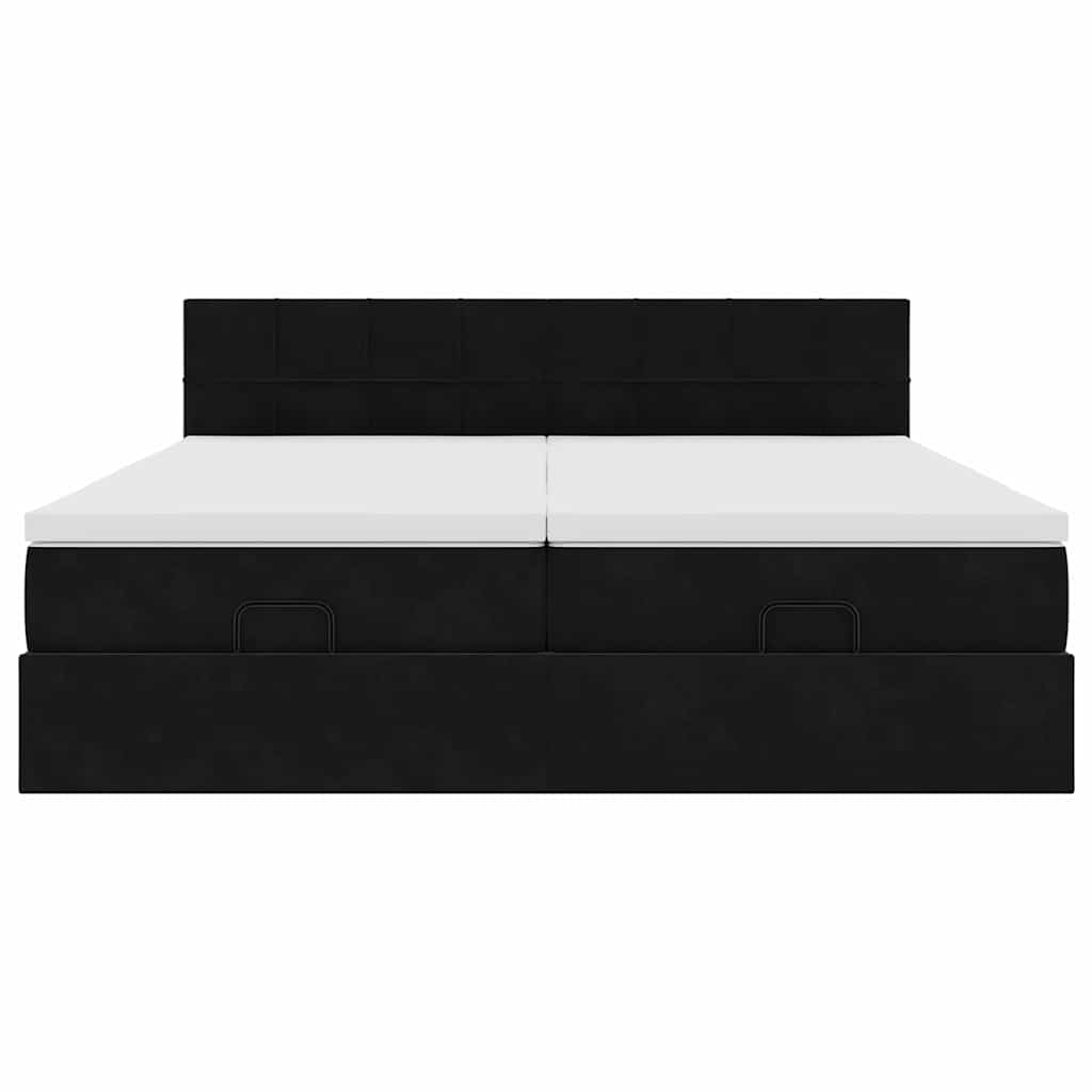 Ottoman bed met matrassen 180x200cm fluweel zwart is nu te koop bij PeponiXL, paradijselijk wonen!