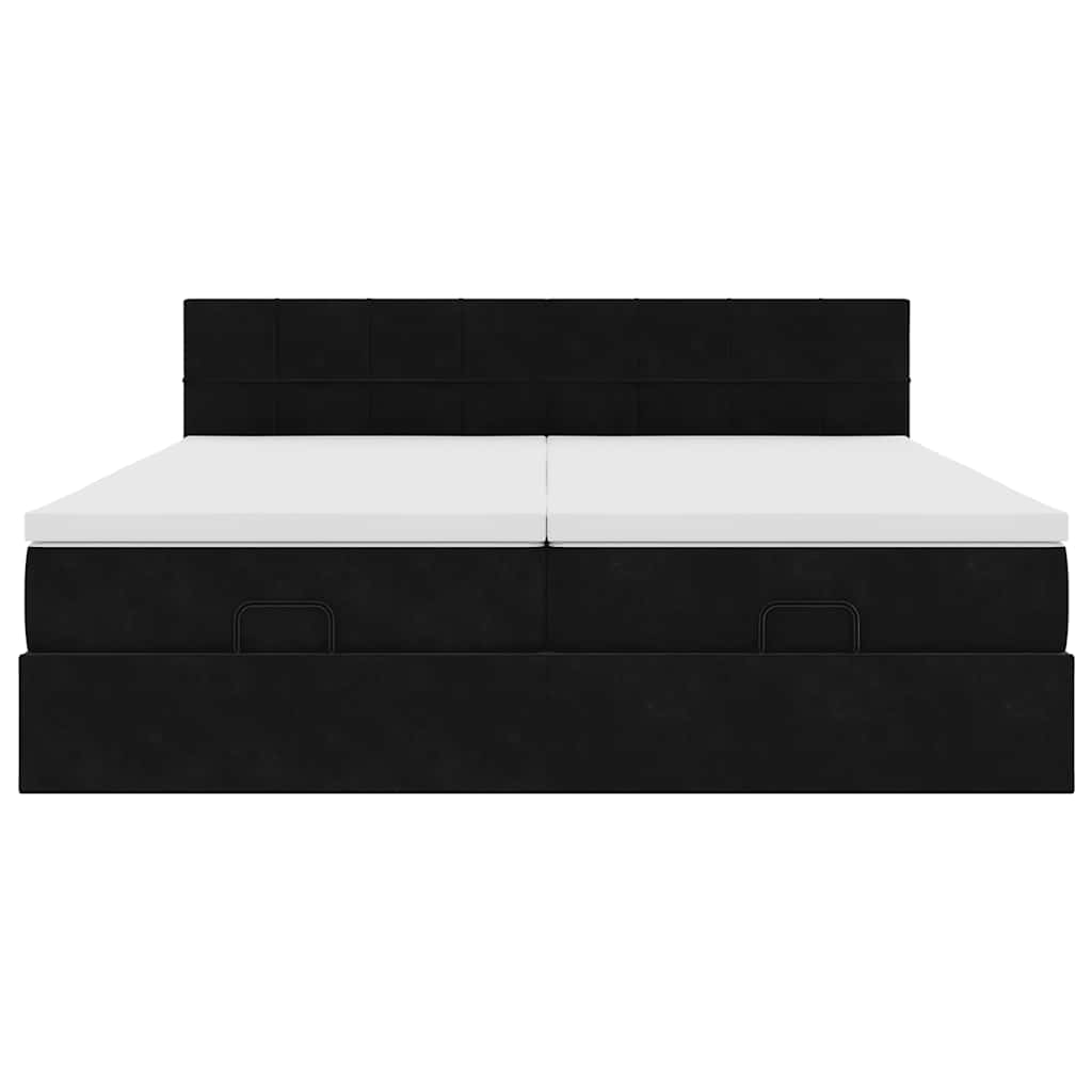 Ottoman bed met matrassen 200x200cm fluweel zwart is nu te koop bij PeponiXL, paradijselijk wonen!