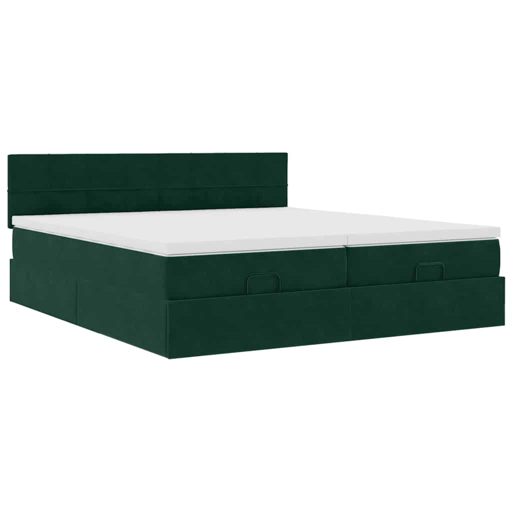 Ottoman bed met matrassen 200x200cm fluweel donkergroen is nu te koop bij PeponiXL, paradijselijk wonen!