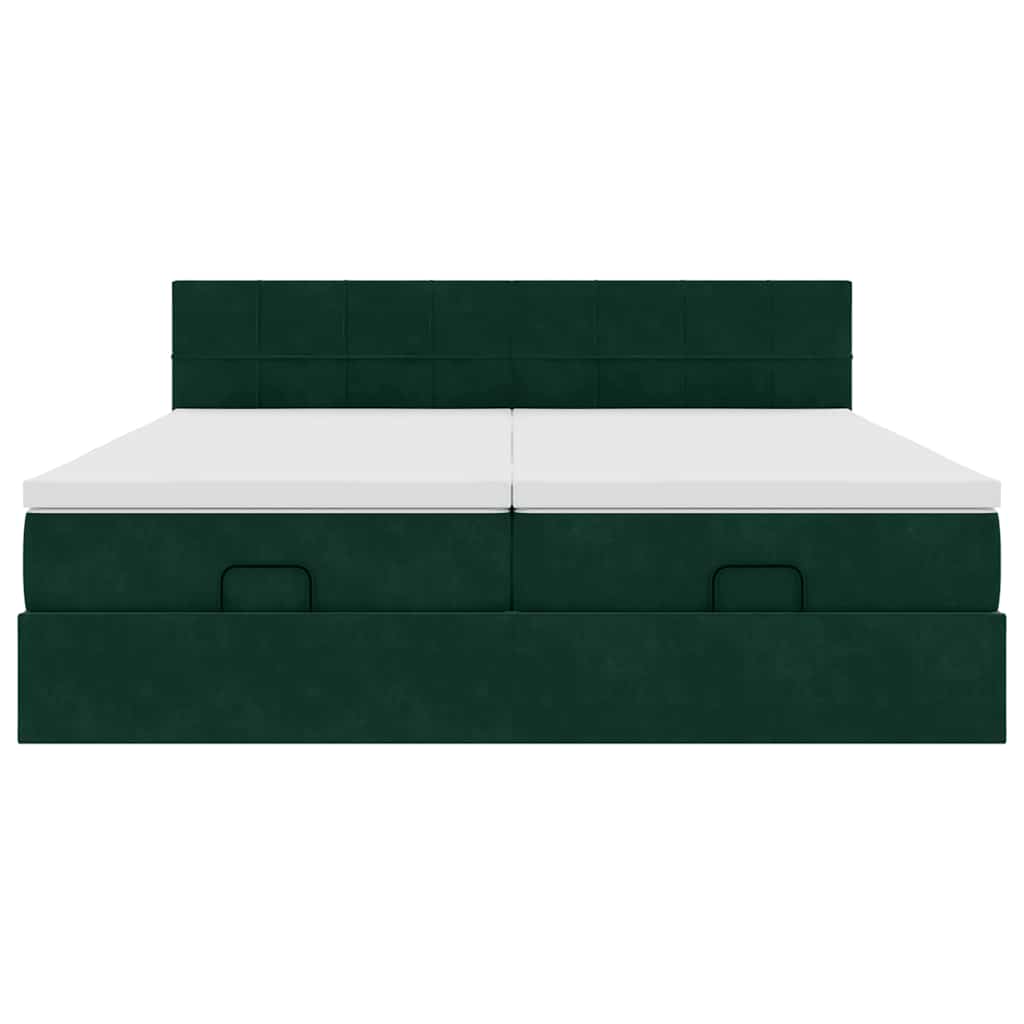Ottoman bed met matrassen 200x200cm fluweel donkergroen is nu te koop bij PeponiXL, paradijselijk wonen!