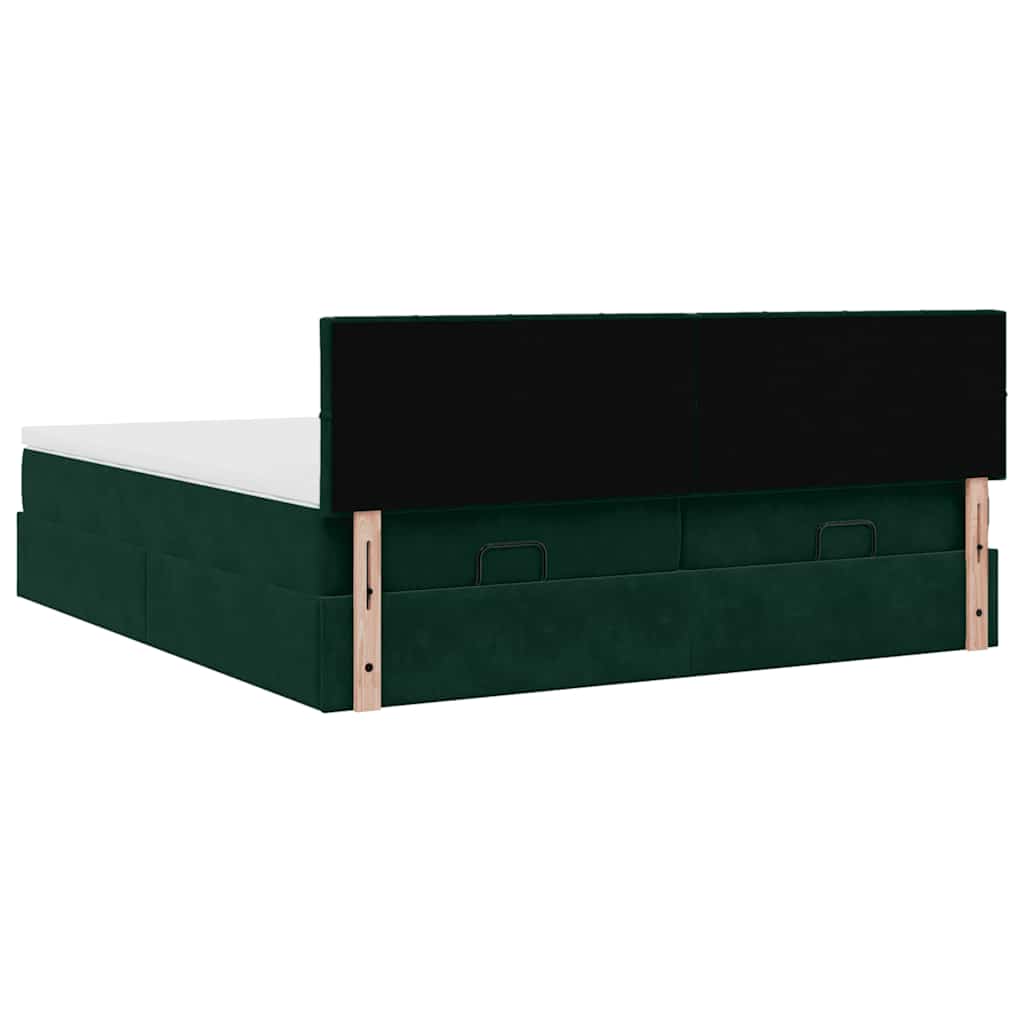 Ottoman bed met matrassen 200x200cm fluweel donkergroen is nu te koop bij PeponiXL, paradijselijk wonen!
