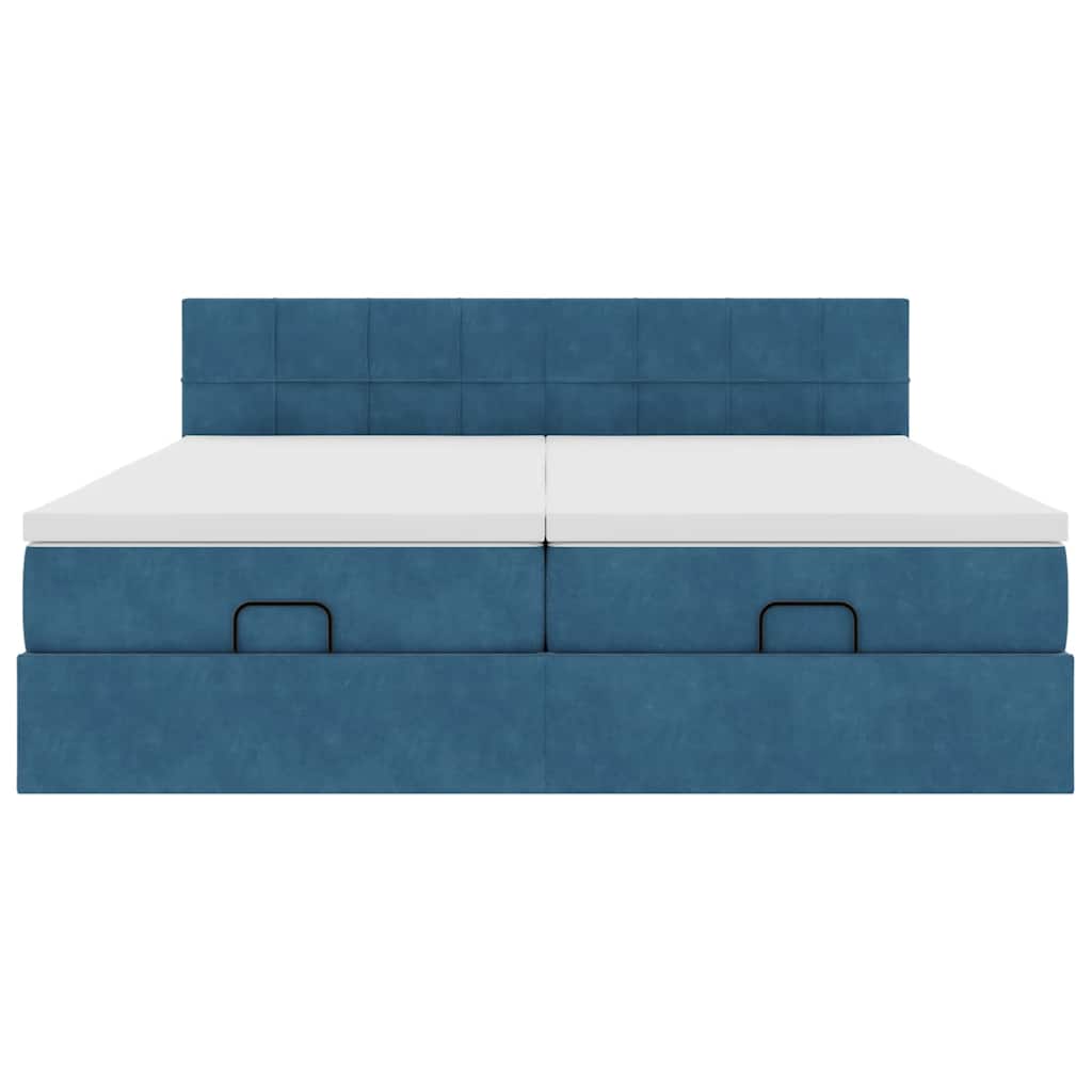 Ottoman bed met matrassen 200x200cm fluweel donkerblauw is nu te koop bij PeponiXL, paradijselijk wonen!