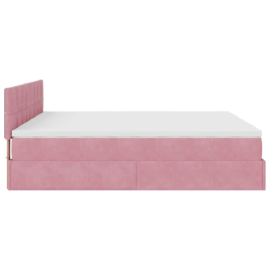 Ottoman bed met matrassen 200x200cm fluweel roze is nu te koop bij PeponiXL, paradijselijk wonen!