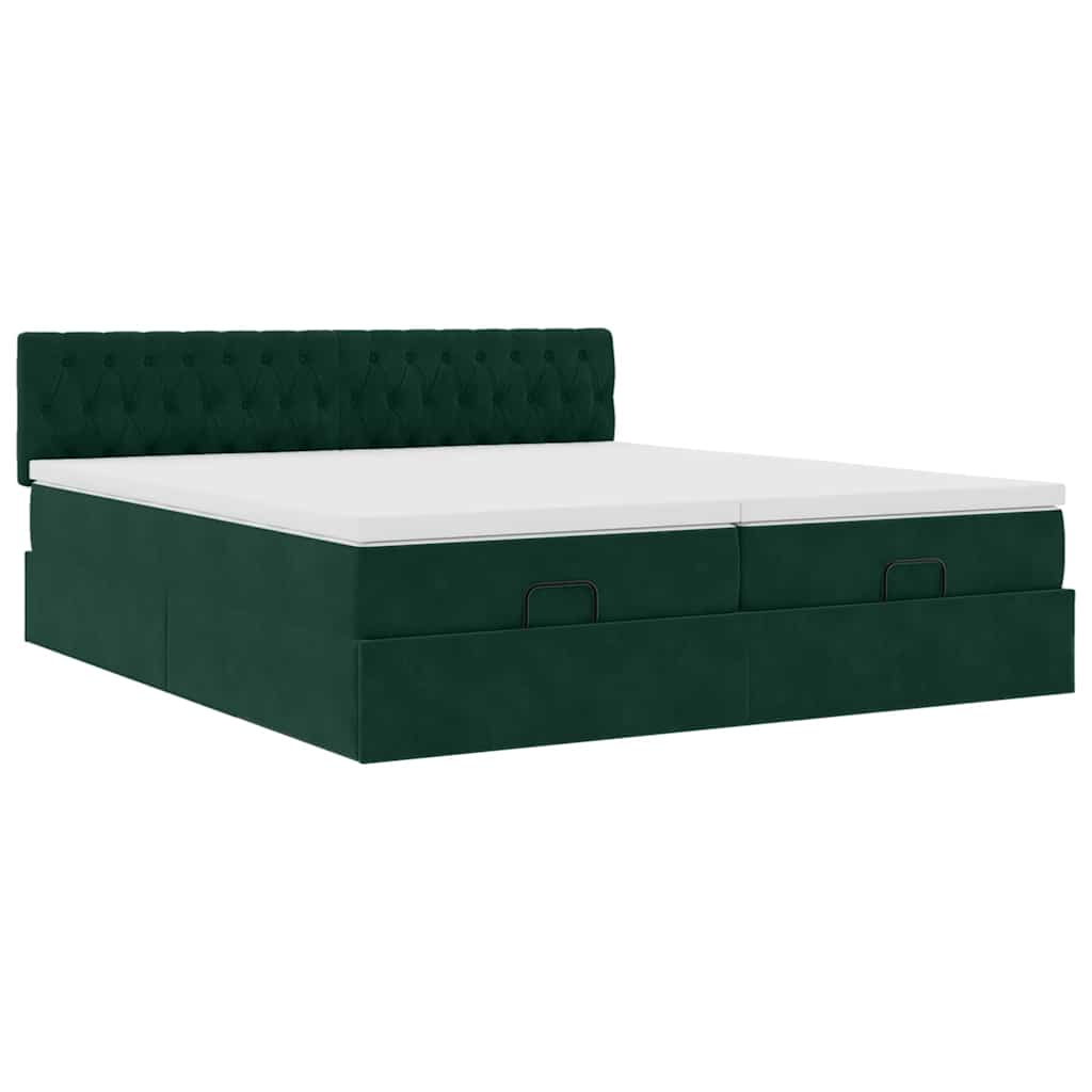 Ottoman bed met matrassen 160x200cm fluweel donkergroen is nu te koop bij PeponiXL, paradijselijk wonen!
