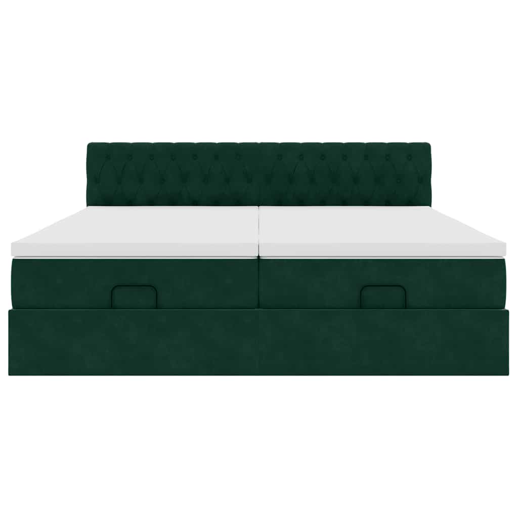 Ottoman bed met matrassen 160x200cm fluweel donkergroen is nu te koop bij PeponiXL, paradijselijk wonen!