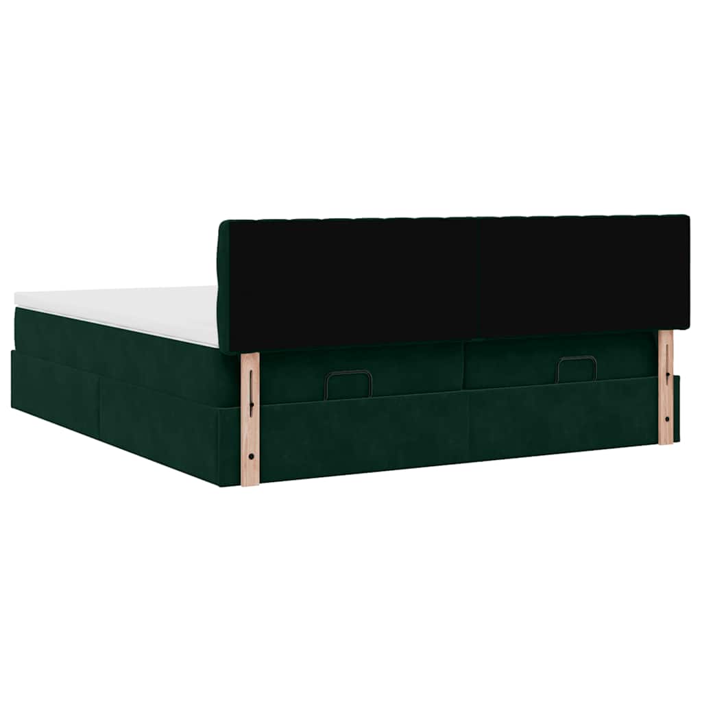 Ottoman bed met matrassen 160x200cm fluweel donkergroen is nu te koop bij PeponiXL, paradijselijk wonen!