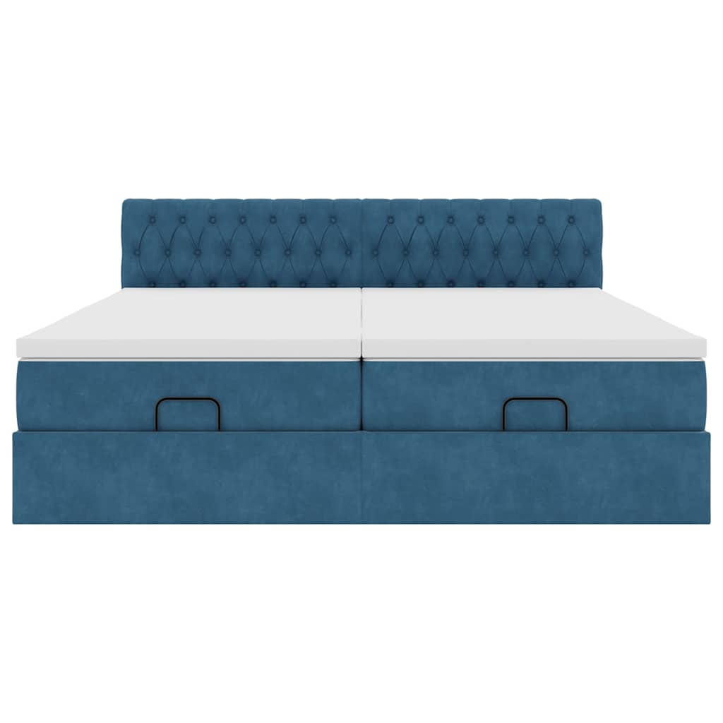 Ottoman bed met matrassen 160x200cm fluweel donkerblauw is nu te koop bij PeponiXL, paradijselijk wonen!
