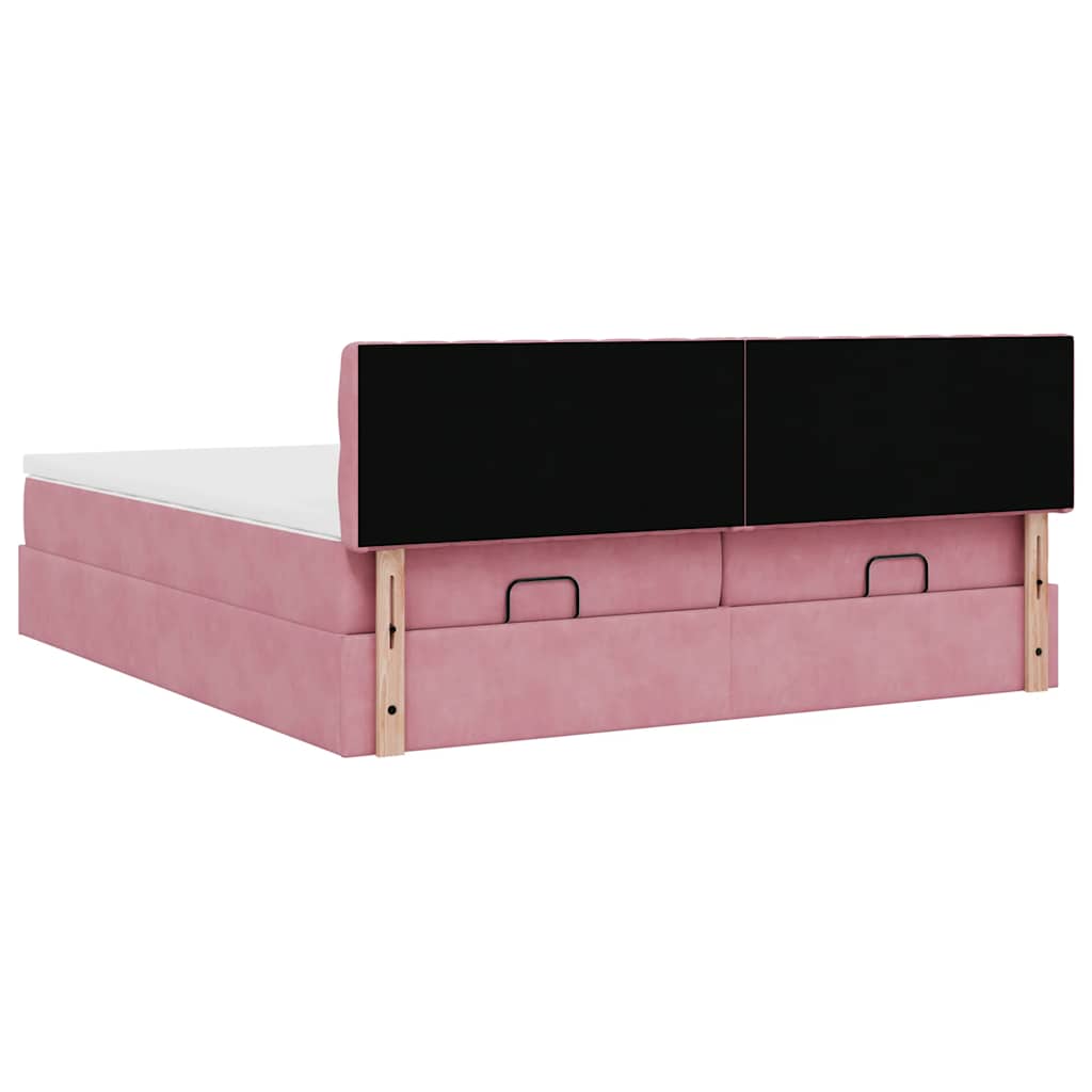 Ottoman bed met matrassen 160x200cm fluweel roze is nu te koop bij PeponiXL, paradijselijk wonen!