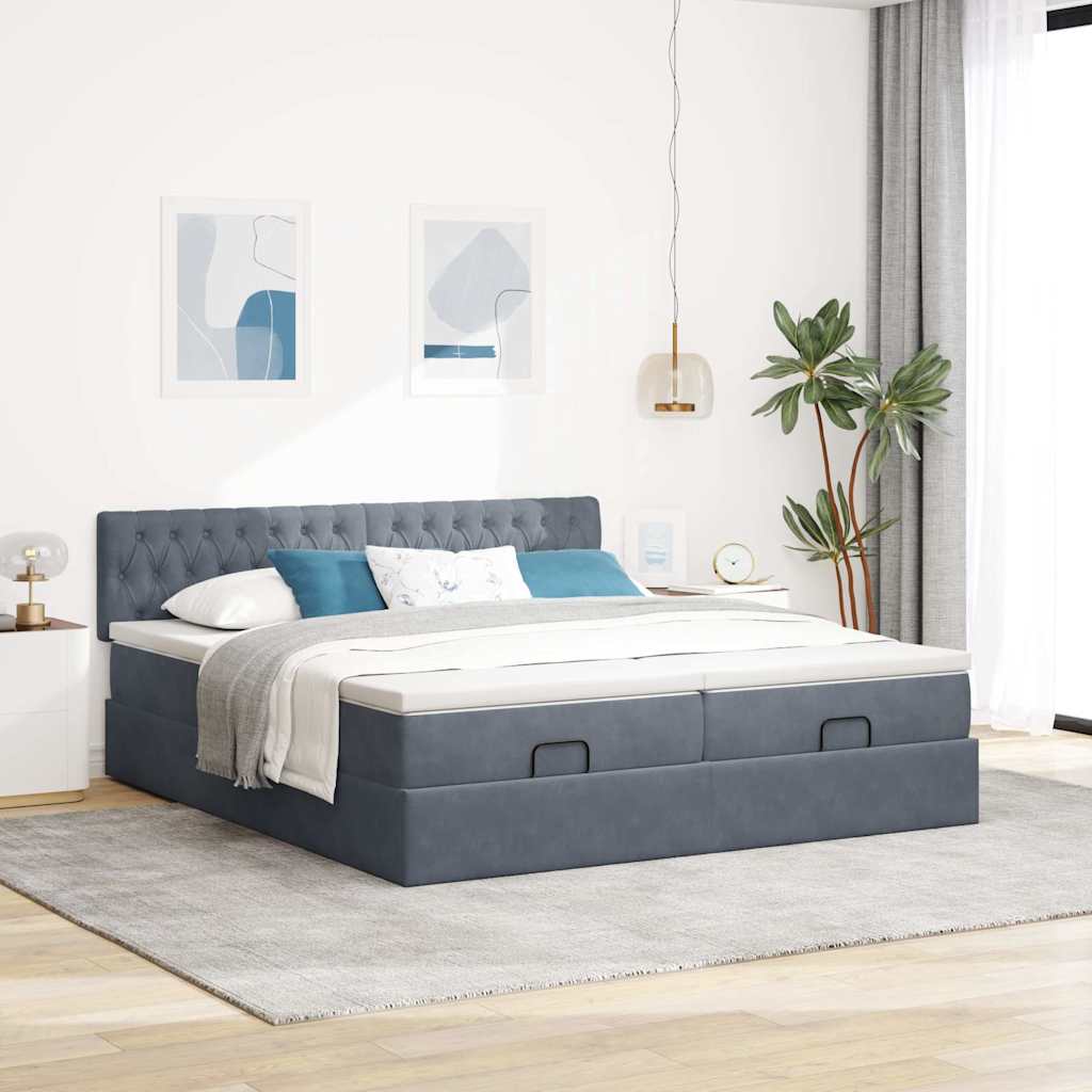 Ottoman bed met matrassen 180x200cm fluweel donkergrijs is nu te koop bij PeponiXL, paradijselijk wonen!