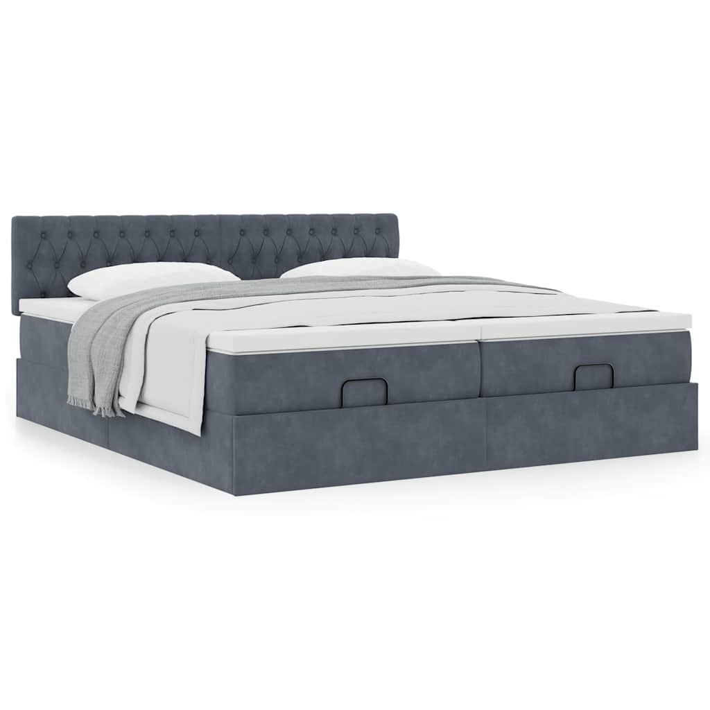 Ottoman bed met matrassen 180x200cm fluweel donkergrijs is nu te koop bij PeponiXL, paradijselijk wonen!