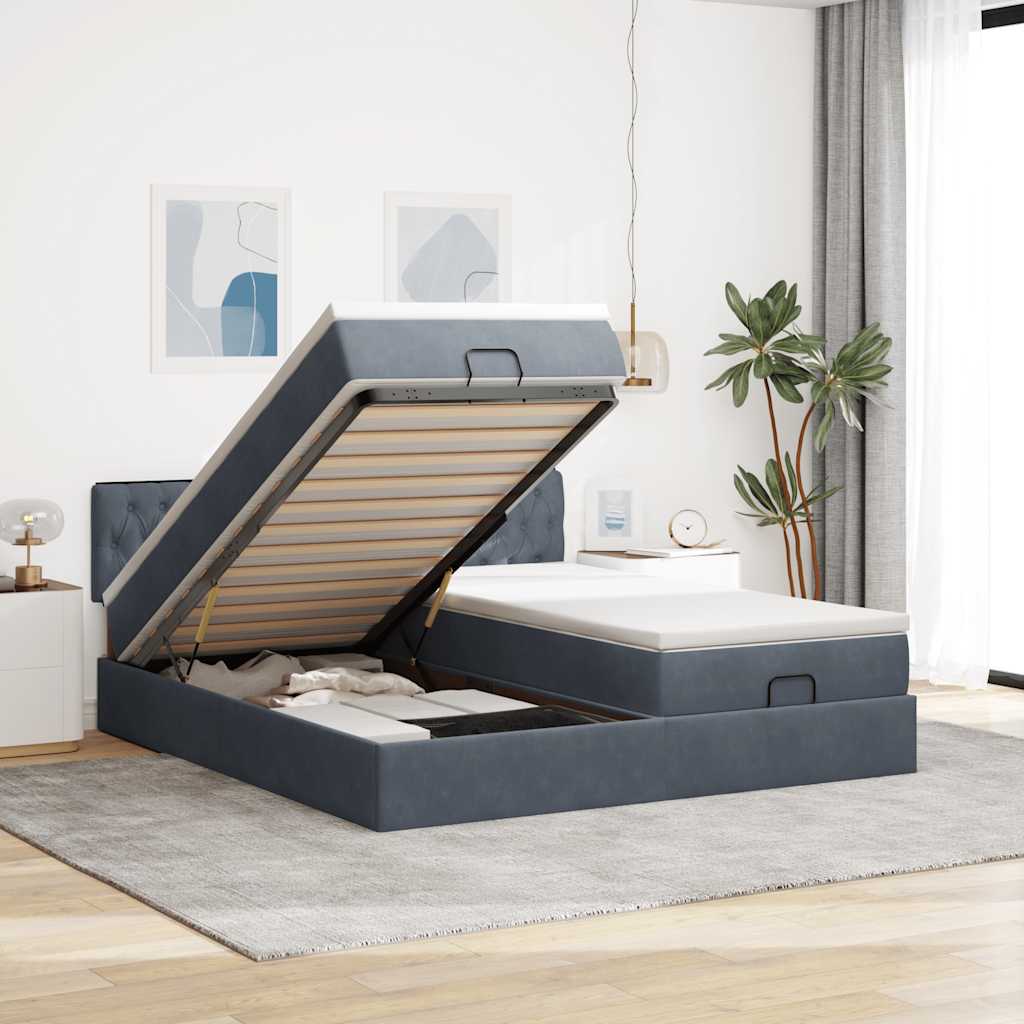 Ottoman bed met matrassen 180x200cm fluweel donkergrijs is nu te koop bij PeponiXL, paradijselijk wonen!