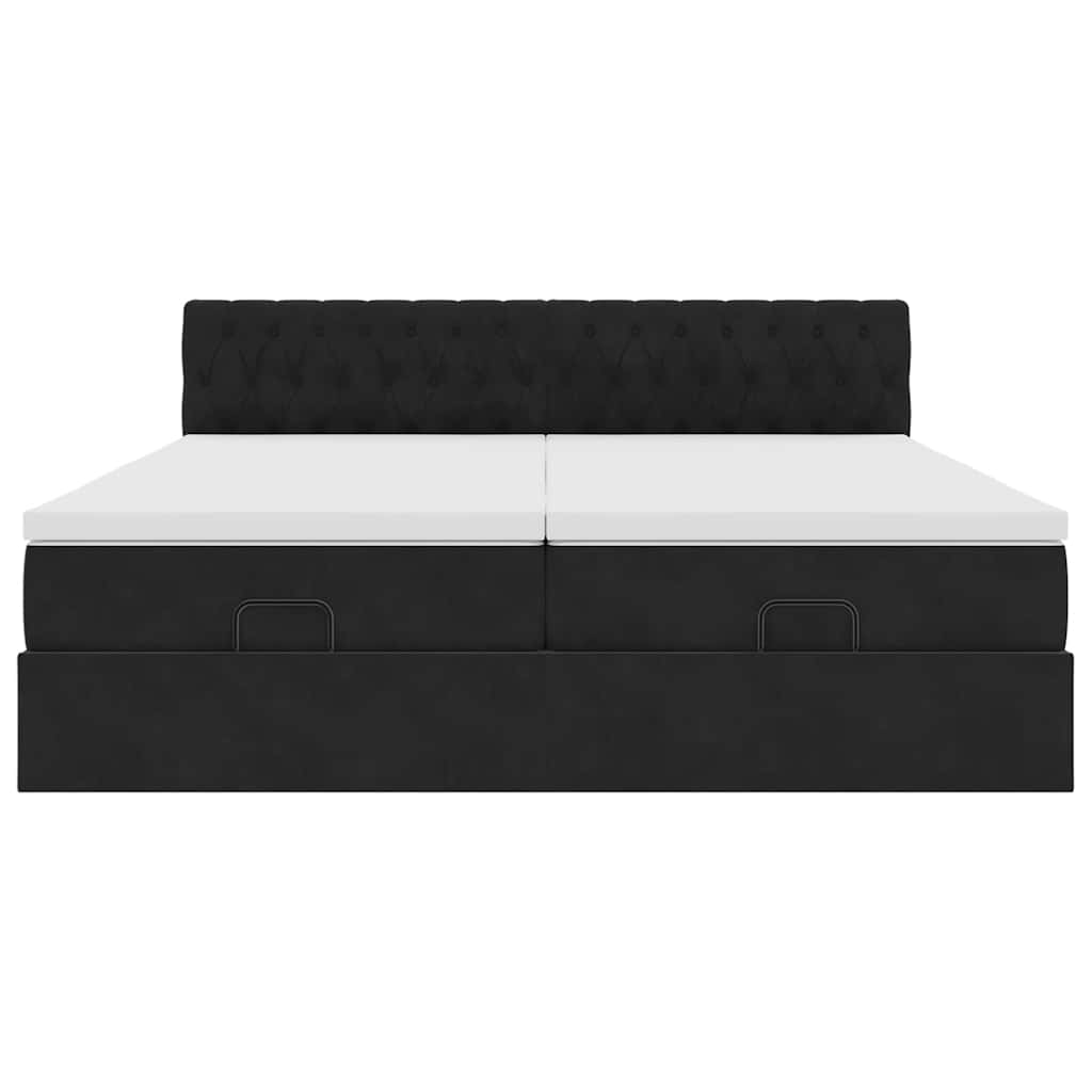 Ottoman bed met matrassen 180x200cm fluweel zwart is nu te koop bij PeponiXL, paradijselijk wonen!