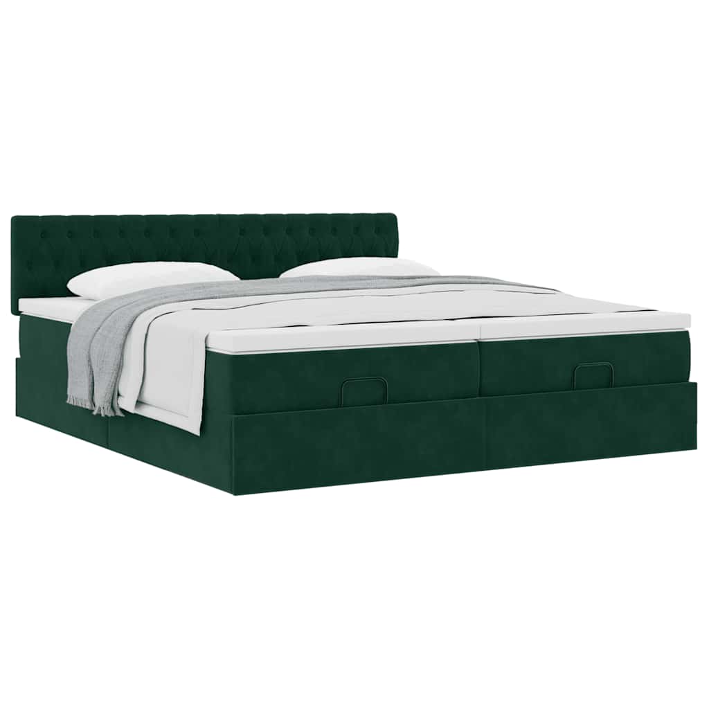 Ottoman bed met matrassen 180x200cm fluweel donkergroen is nu te koop bij PeponiXL, paradijselijk wonen!