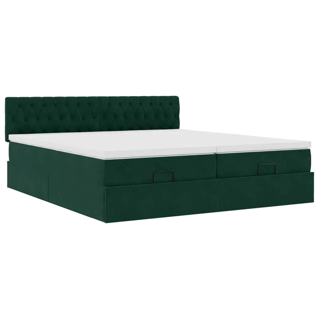 Ottoman bed met matrassen 180x200cm fluweel donkergroen is nu te koop bij PeponiXL, paradijselijk wonen!