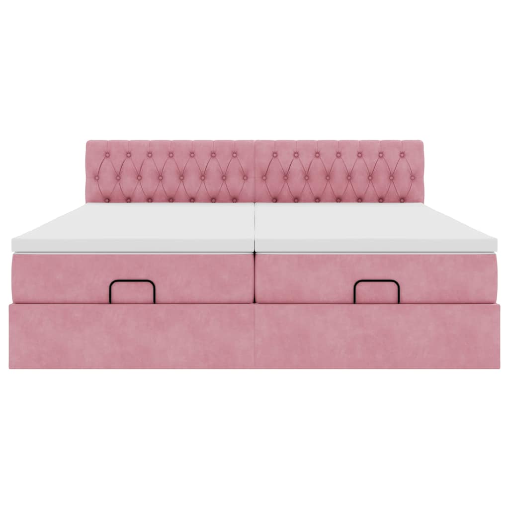 Ottoman bed met matrassen 180x200cm fluweel roze is nu te koop bij PeponiXL, paradijselijk wonen!