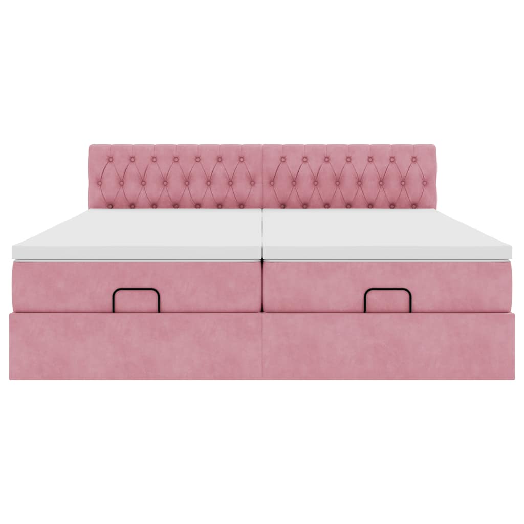 Ottoman bed met matrassen 200x200cm fluweel roze is nu te koop bij PeponiXL, paradijselijk wonen!