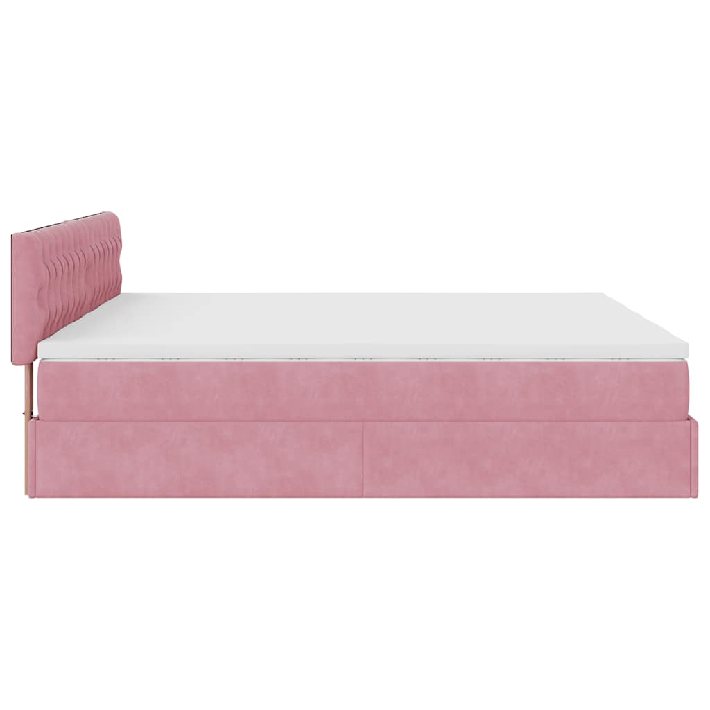 Ottoman bed met matrassen 200x200cm fluweel roze is nu te koop bij PeponiXL, paradijselijk wonen!