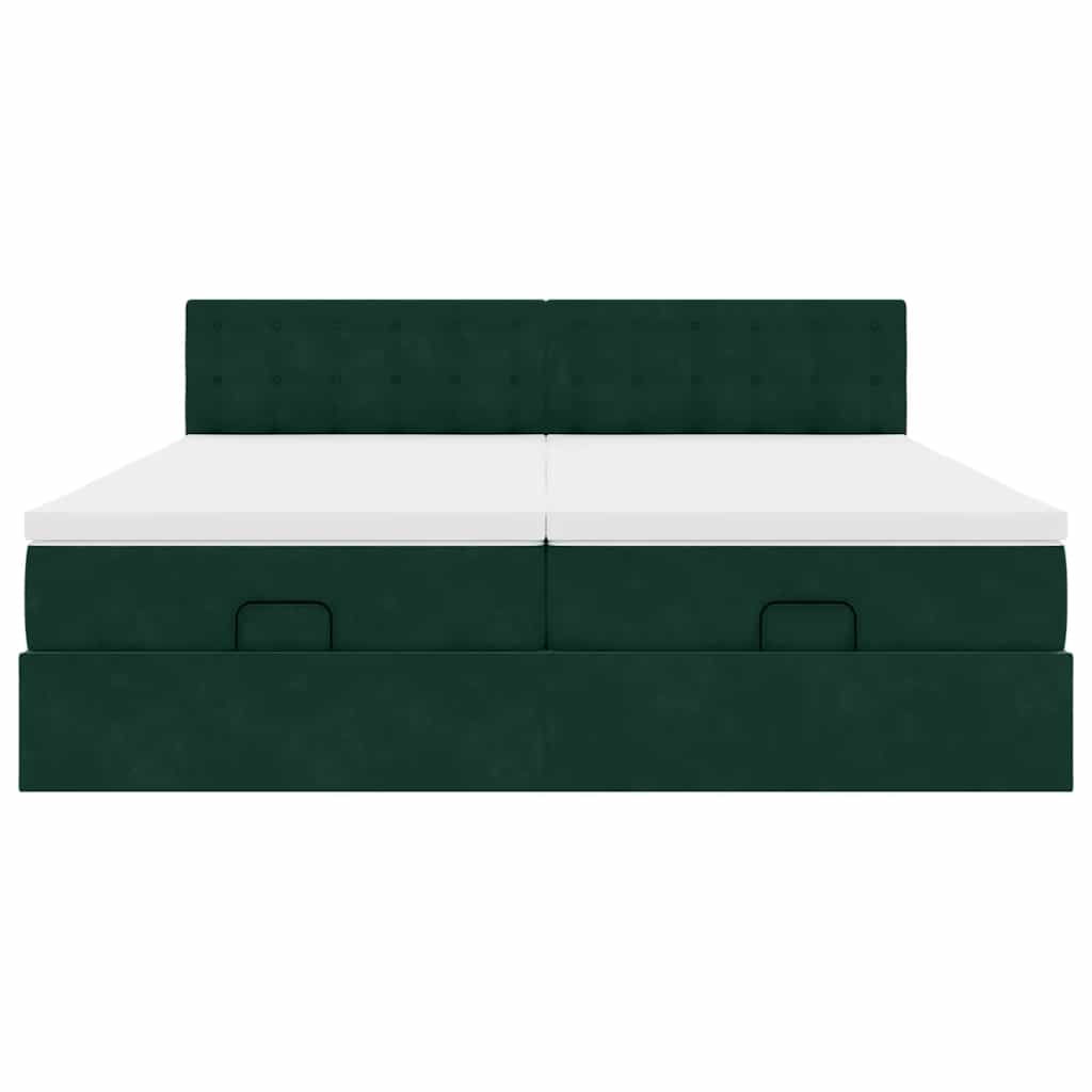 Ottoman bed met matrassen 160x200cm fluweel donkergroen is nu te koop bij PeponiXL, paradijselijk wonen!