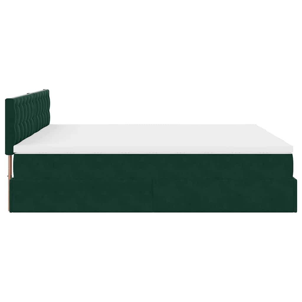 Ottoman bed met matrassen 160x200cm fluweel donkergroen is nu te koop bij PeponiXL, paradijselijk wonen!
