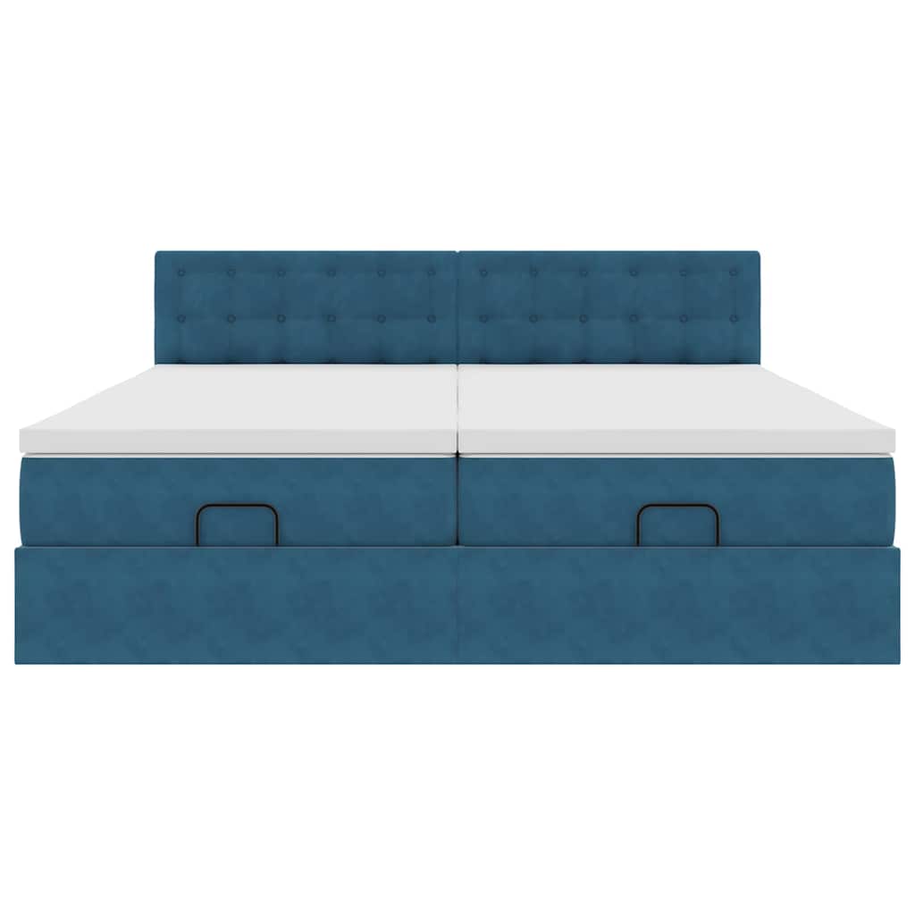 Ottoman bed met matrassen 160x200cm fluweel donkerblauw is nu te koop bij PeponiXL, paradijselijk wonen!