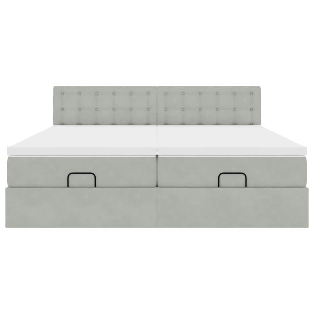 Ottoman bed met matrassen 180x200cm fluweel lichtgrijs is nu te koop bij PeponiXL, paradijselijk wonen!