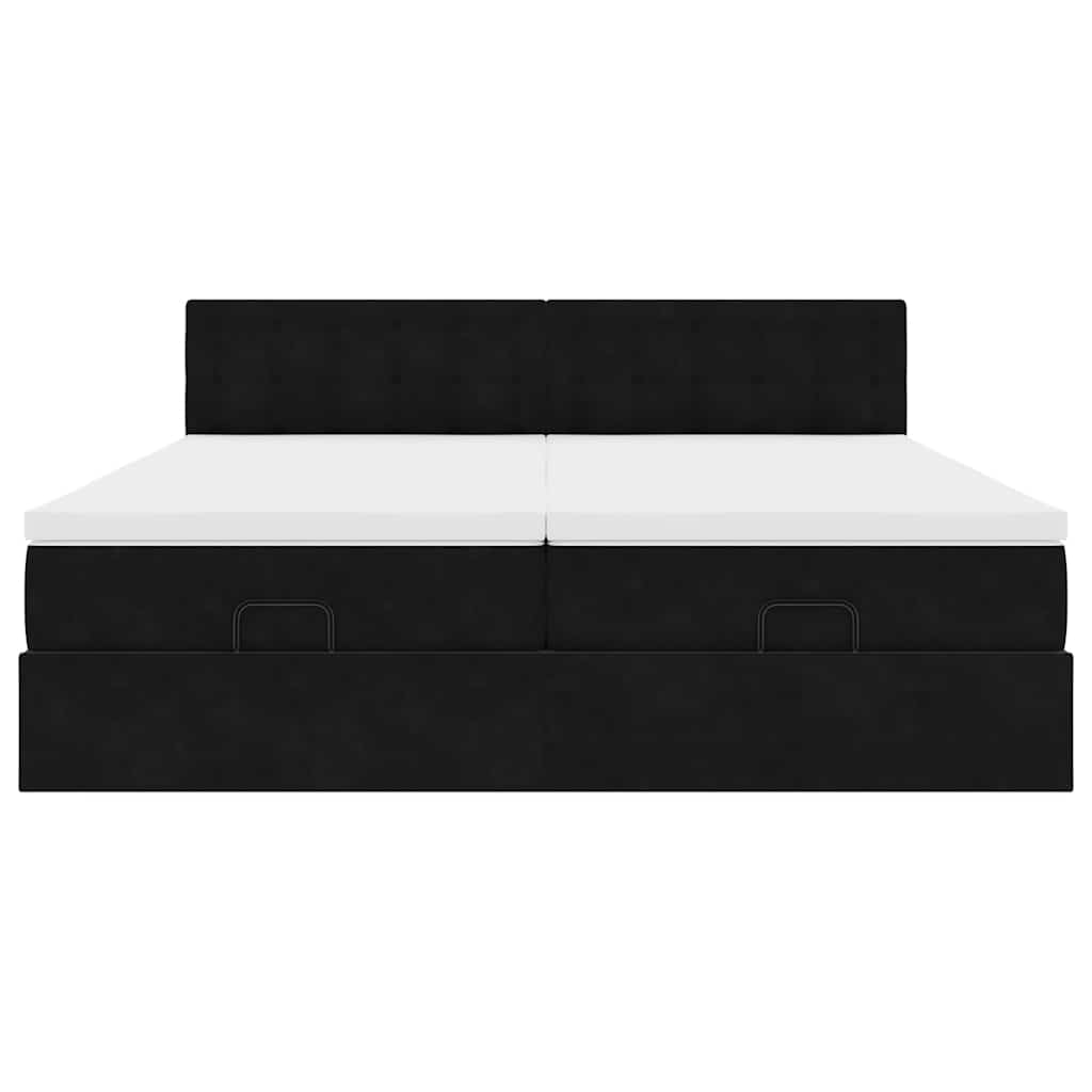 Ottoman bed met matrassen 180x200cm fluweel zwart is nu te koop bij PeponiXL, paradijselijk wonen!