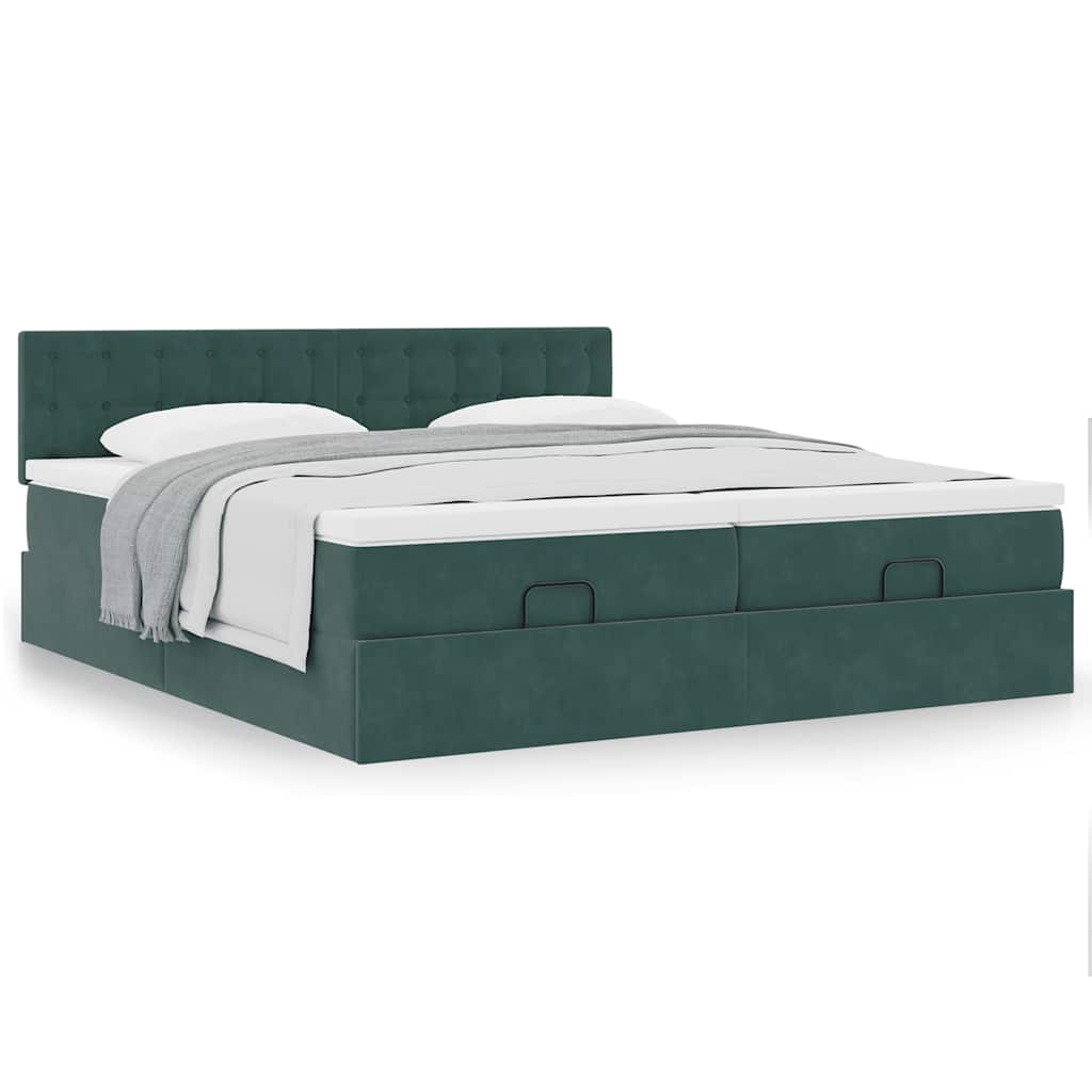Ottoman bed met matrassen 180x200cm fluweel donkergroen is nu te koop bij PeponiXL, paradijselijk wonen!