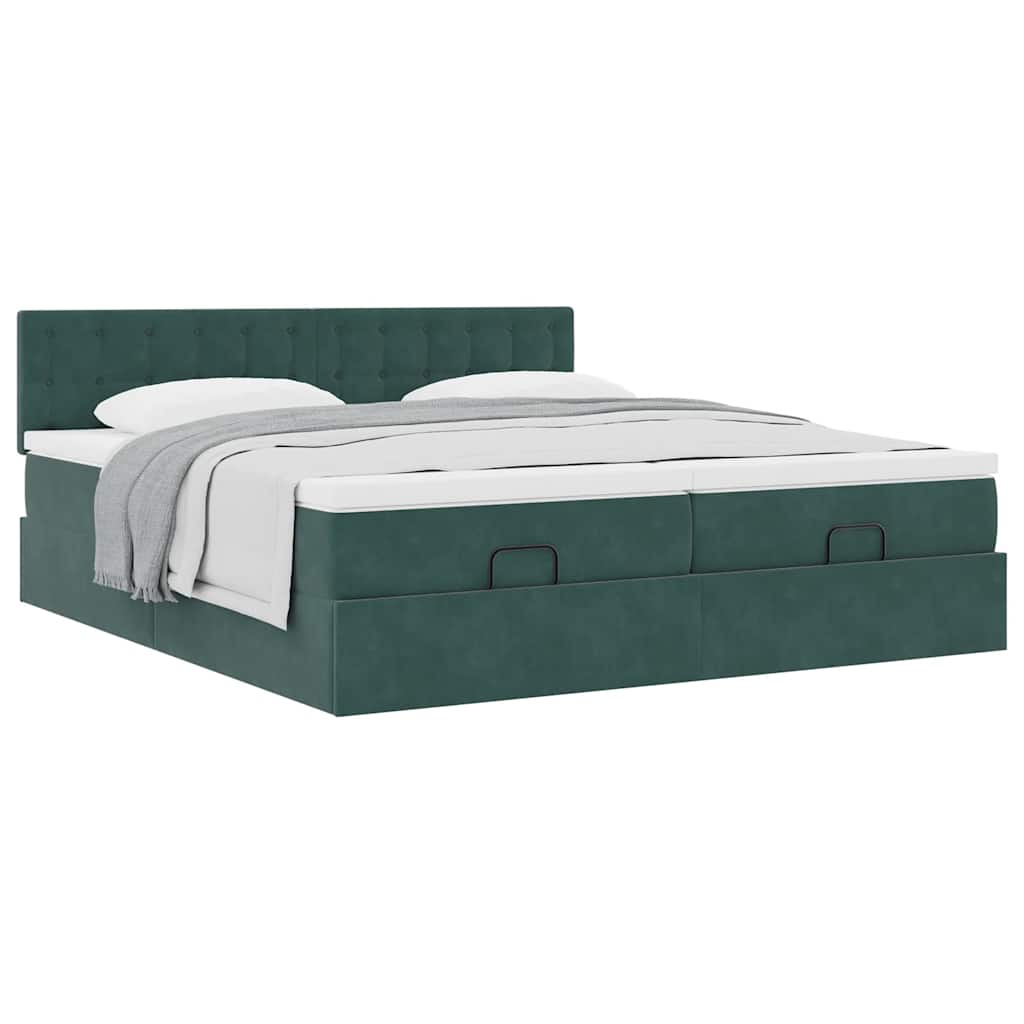 Ottoman bed met matrassen 180x200cm fluweel donkergroen is nu te koop bij PeponiXL, paradijselijk wonen!