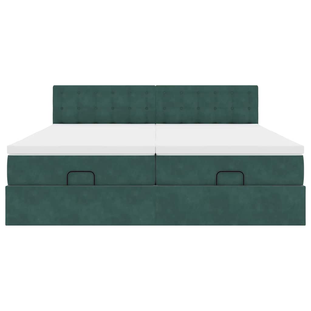 Ottoman bed met matrassen 180x200cm fluweel donkergroen is nu te koop bij PeponiXL, paradijselijk wonen!