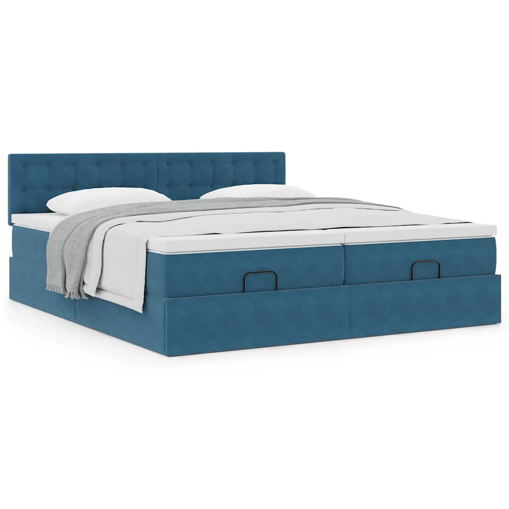 Ottoman bed met matrassen 180x200cm fluweel donkerblauw is nu te koop bij PeponiXL, paradijselijk wonen!