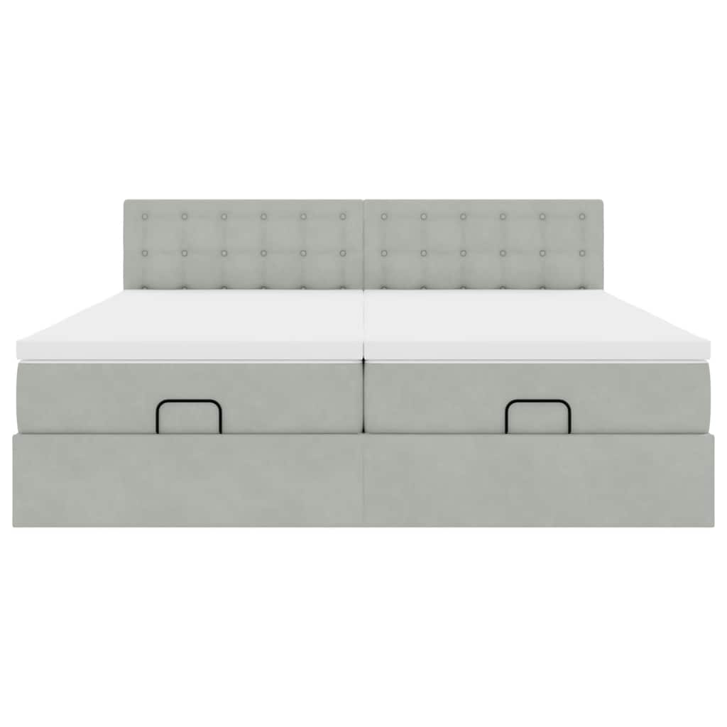 Ottoman bed met matrassen 200x200cm fluweel lichtgrijs is nu te koop bij PeponiXL, paradijselijk wonen!