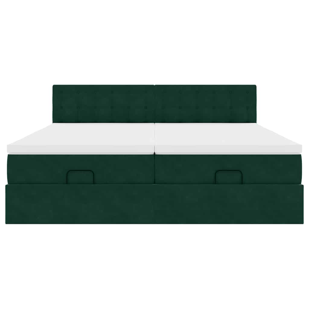 Ottoman bed met matrassen 200x200cm fluweel donkergroen is nu te koop bij PeponiXL, paradijselijk wonen!