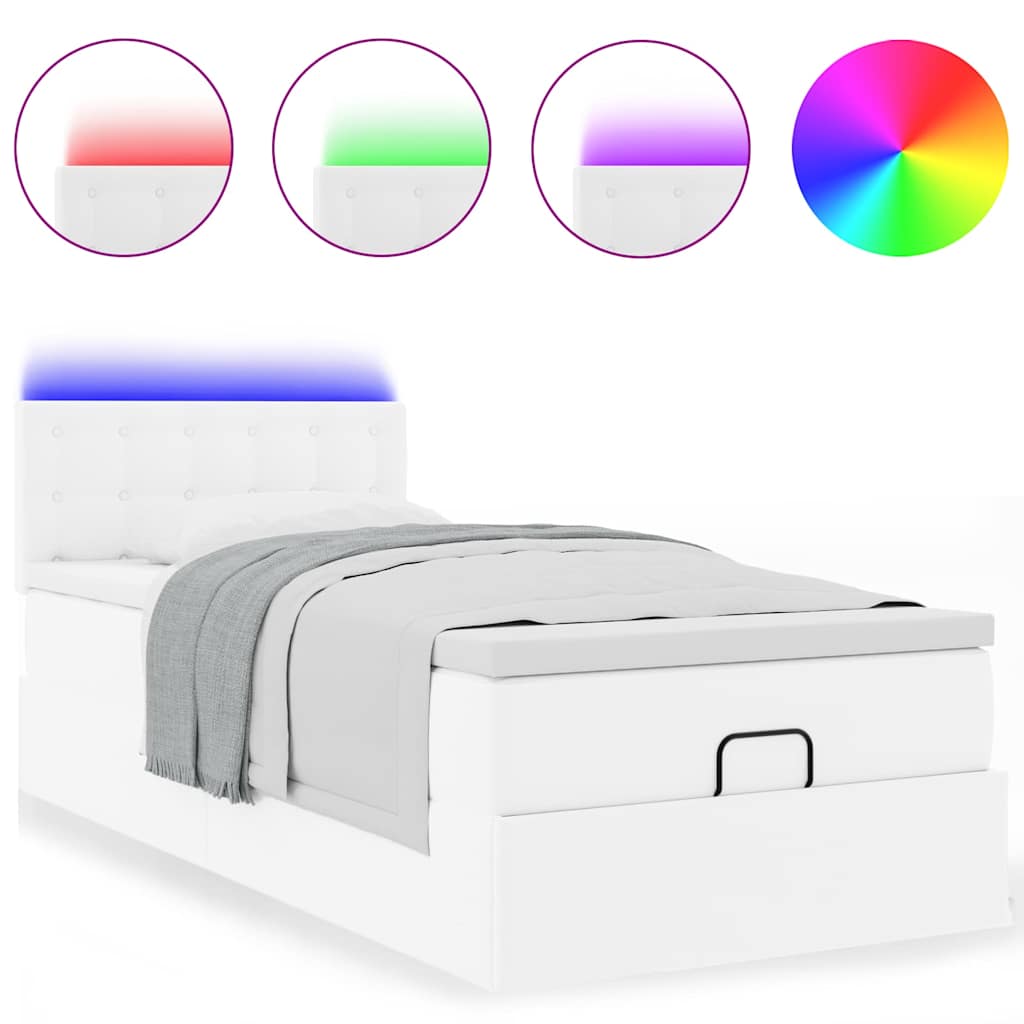 Ottoman bed met matrassen en LED's 80x200cm kunstleer is nu te koop bij PeponiXL, paradijselijk wonen!
