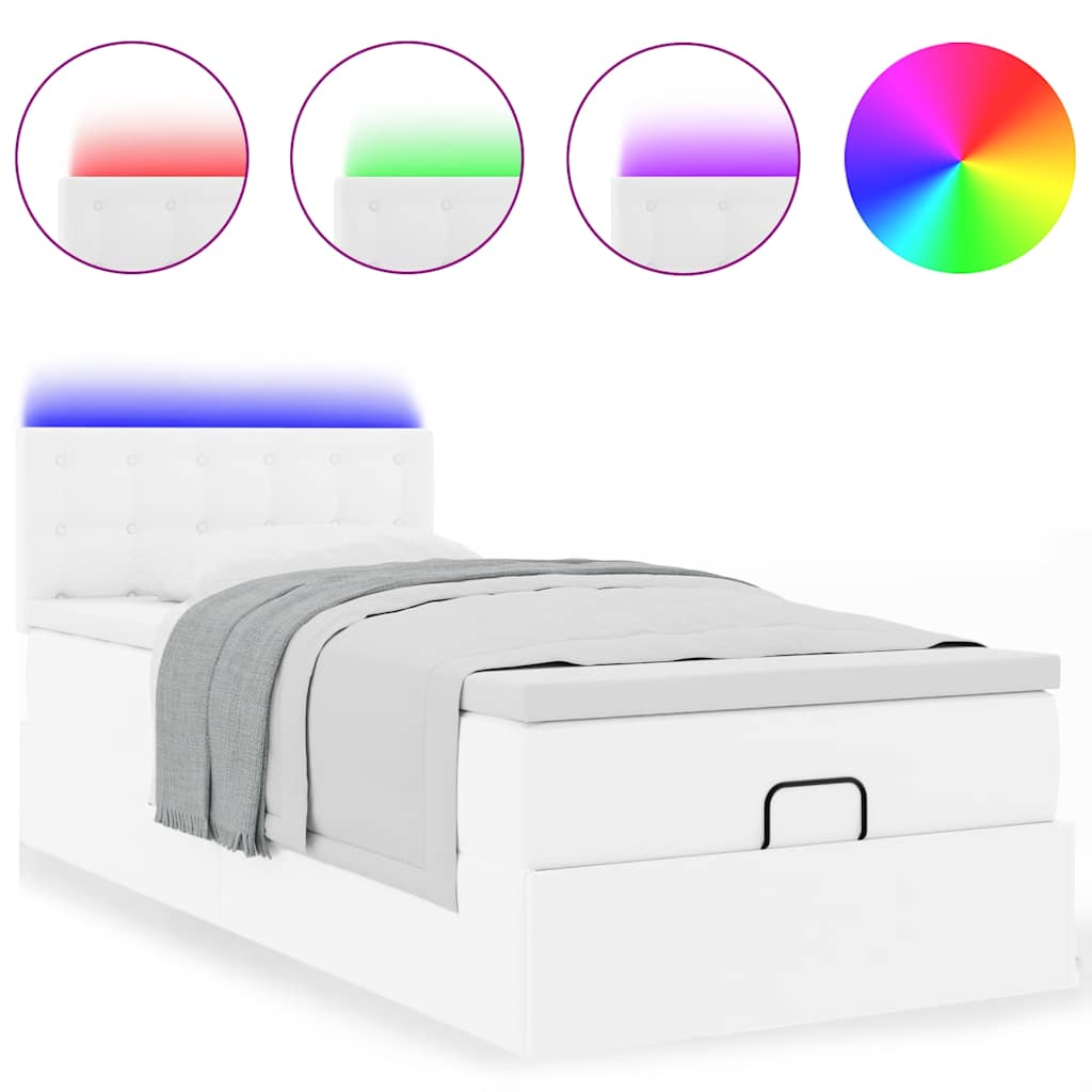 Ottoman bed met matrassen en LED's 90x200cm kunstleer is nu te koop bij PeponiXL, paradijselijk wonen!