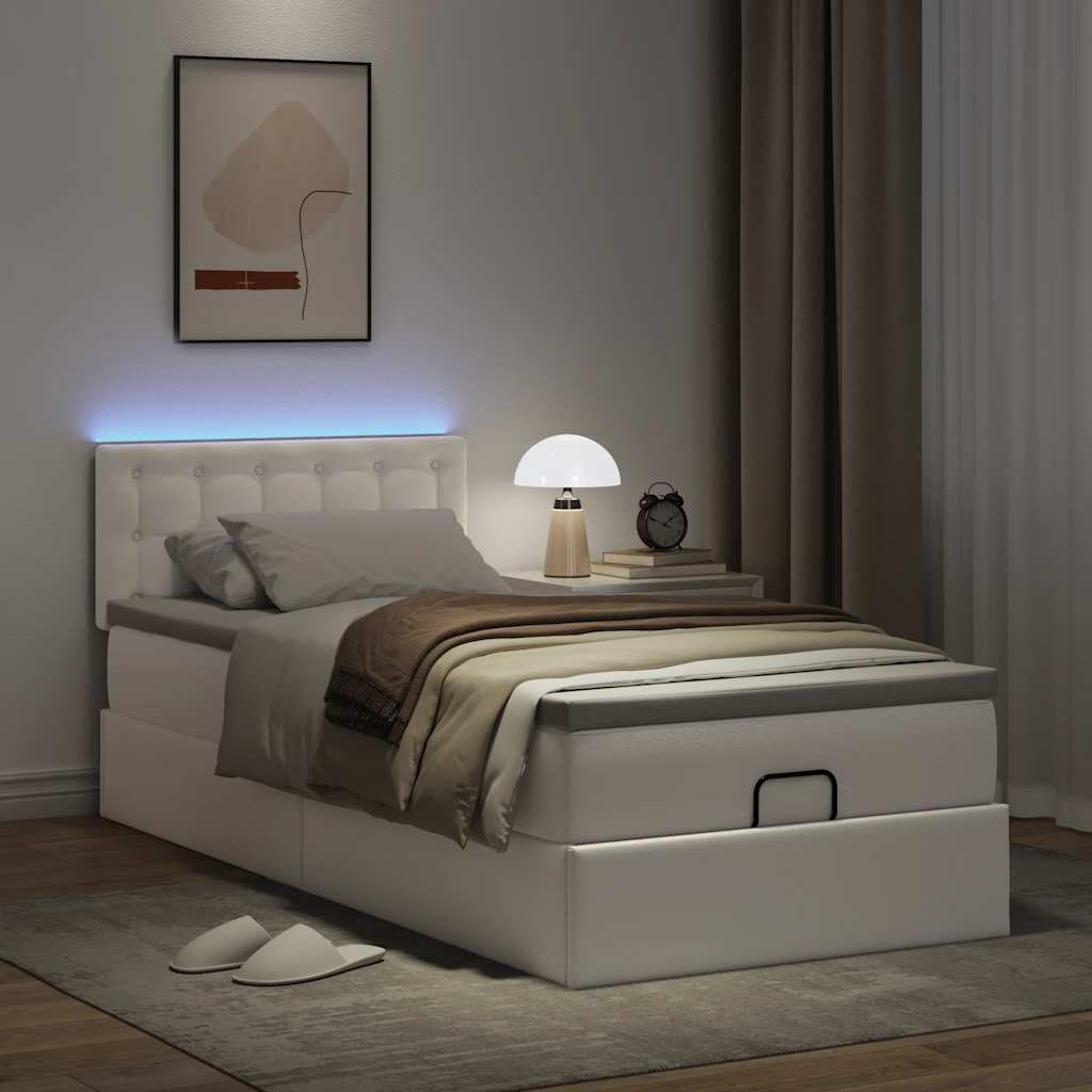 Ottoman bed met matrassen en LED's 100x200cm kunstleer is nu te koop bij PeponiXL, paradijselijk wonen!