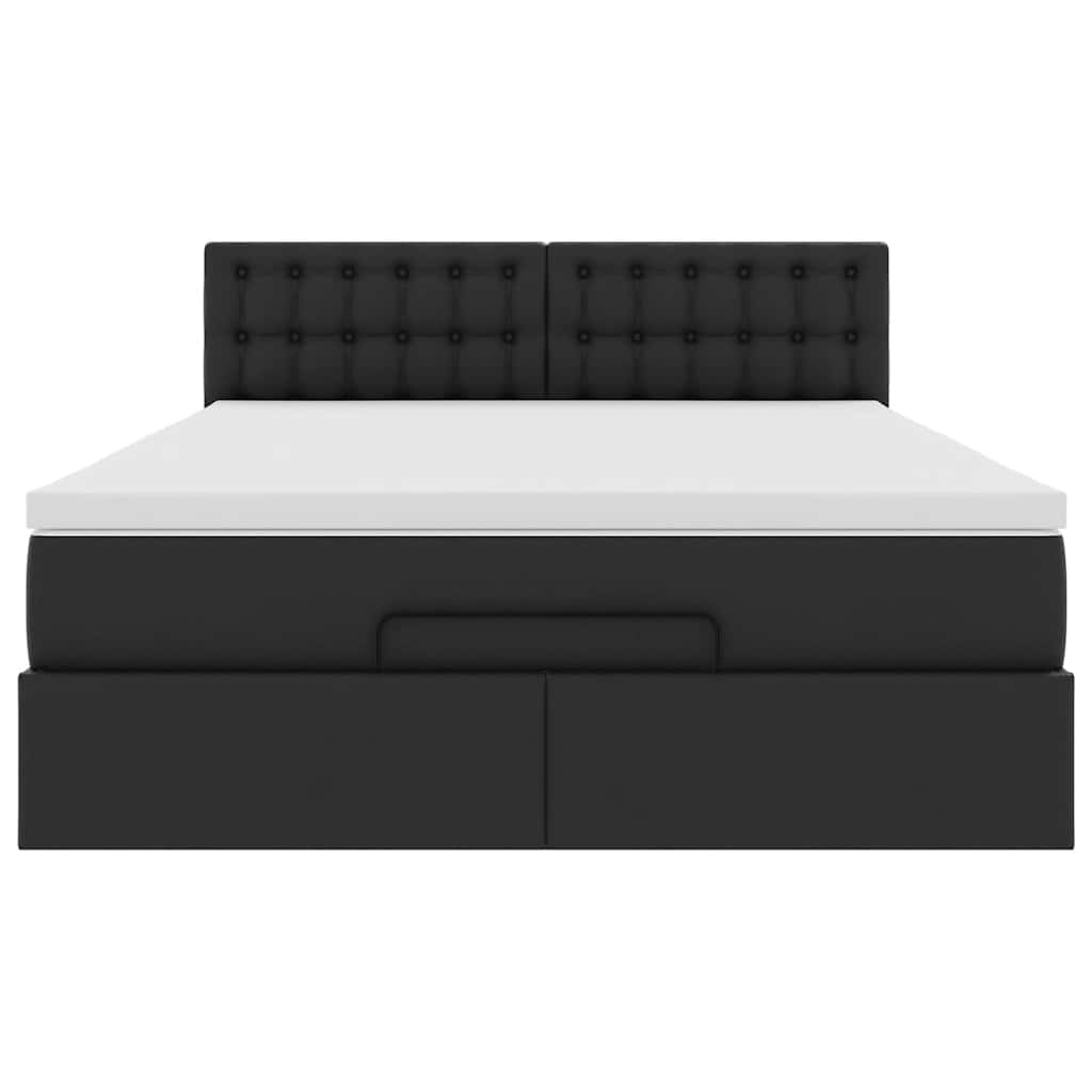 Bed poef met matrassen en LED's 140x200cm kunstleer zwart is nu te koop bij PeponiXL, paradijselijk wonen!